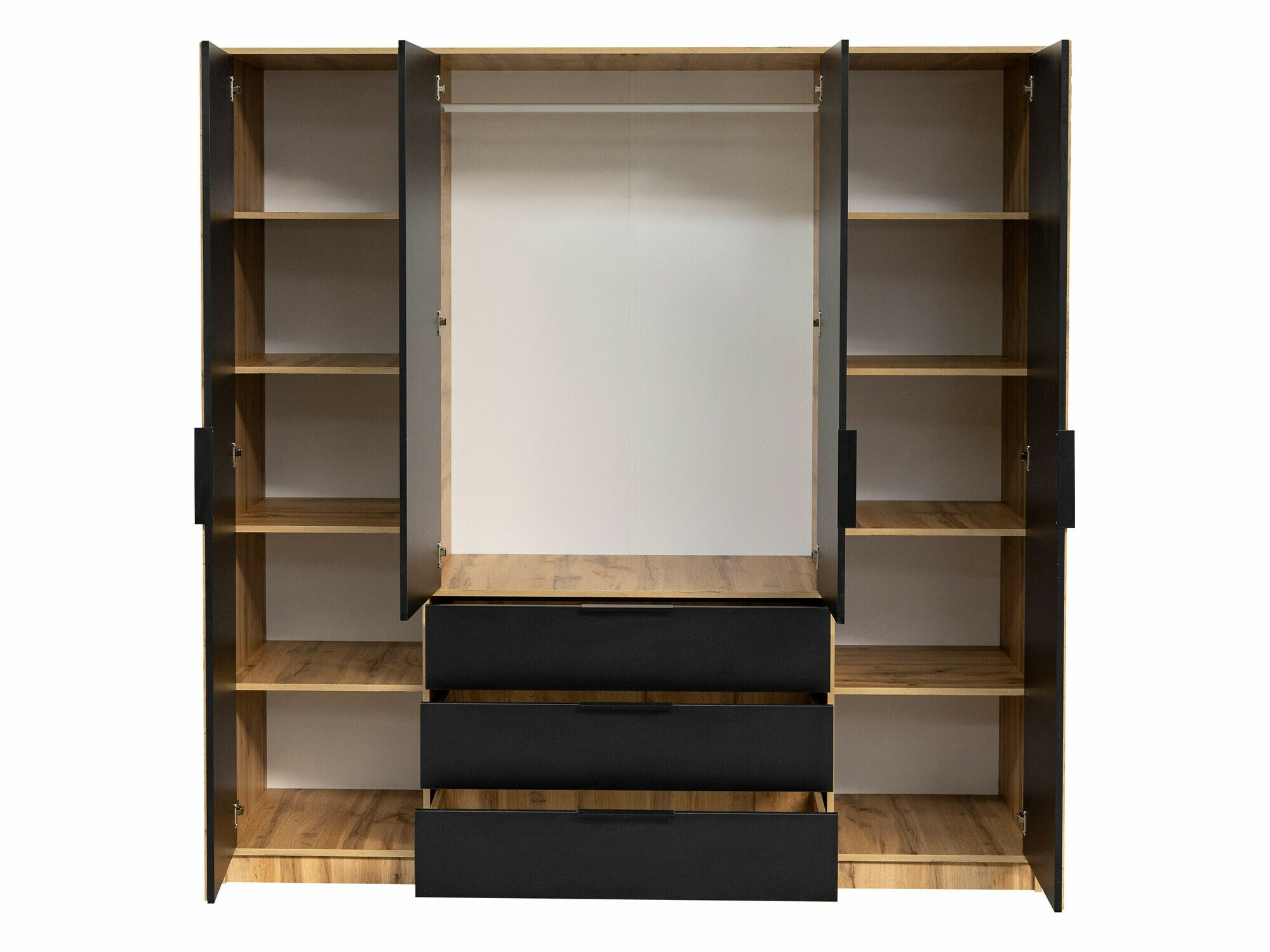 Vaatekaappi Collis II (Wotan tammi + Musta)