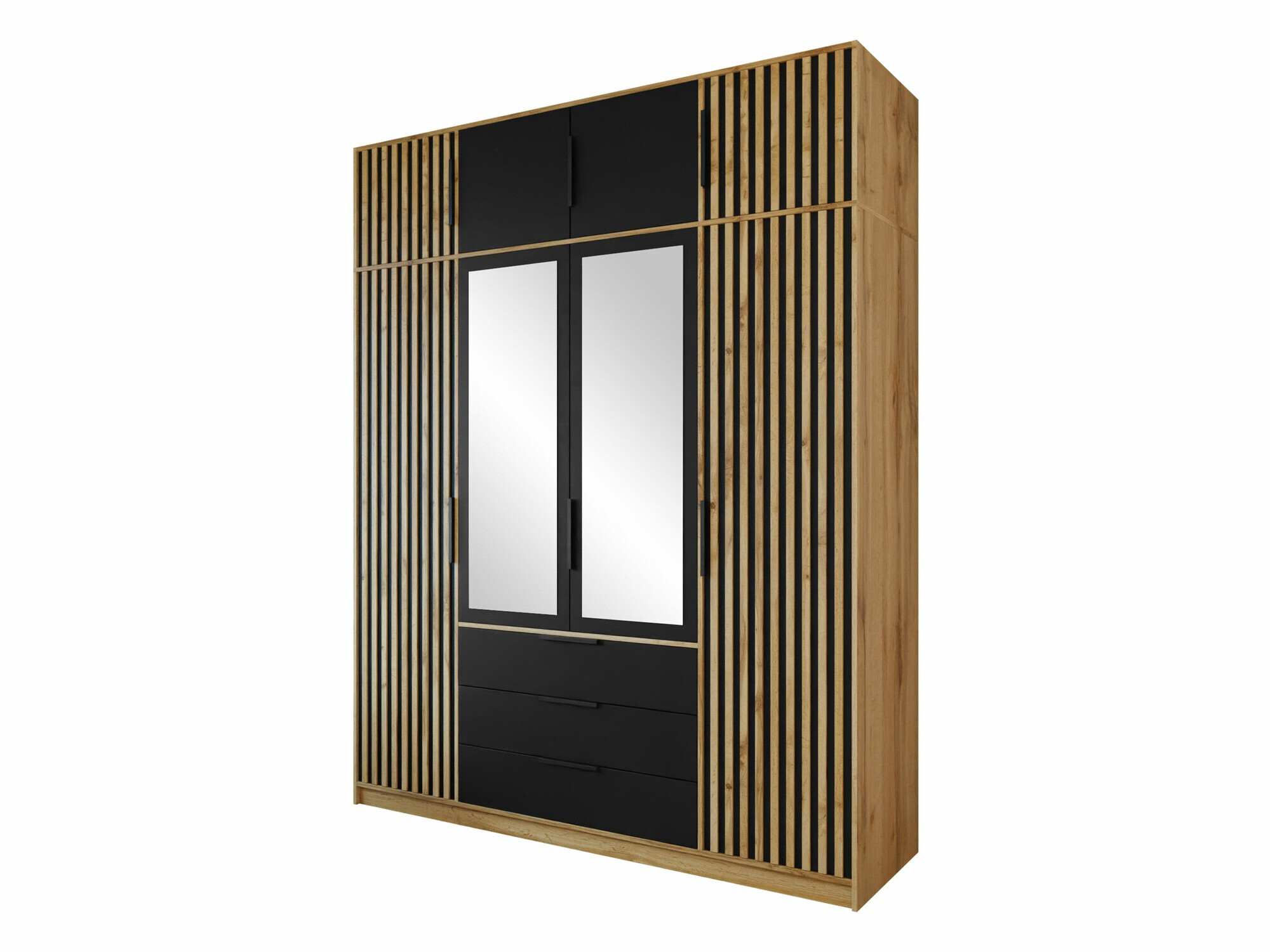 Vaatekaappi Collis II (Wotan tammi + Musta)