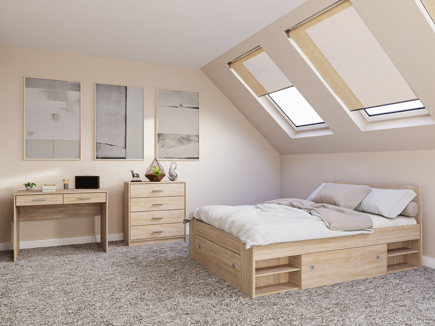 Makuuhuonesetti Novsore 155 (Sonoma-tammi)