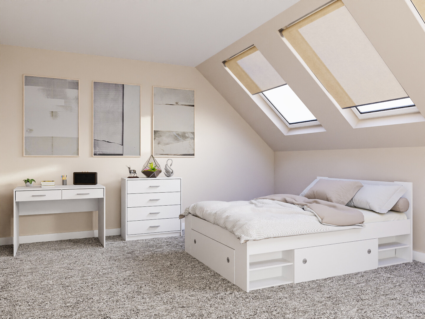 Makuuhuonesetti Novsore 155 (Valkoinen)