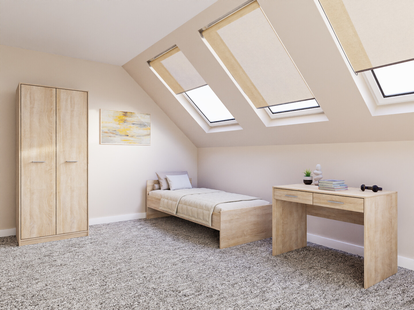 Makuuhuonesetti Novsore 157 (Sonoma-tammi)