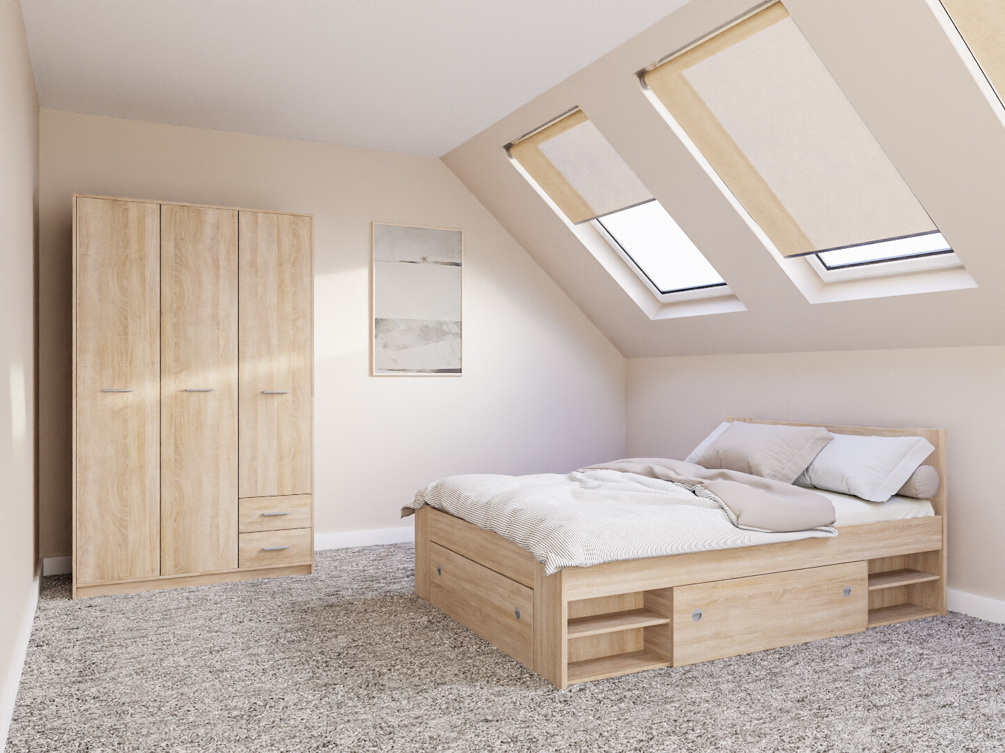 Makuuhuonesetti Novsore 158 (Sonoma-tammi)