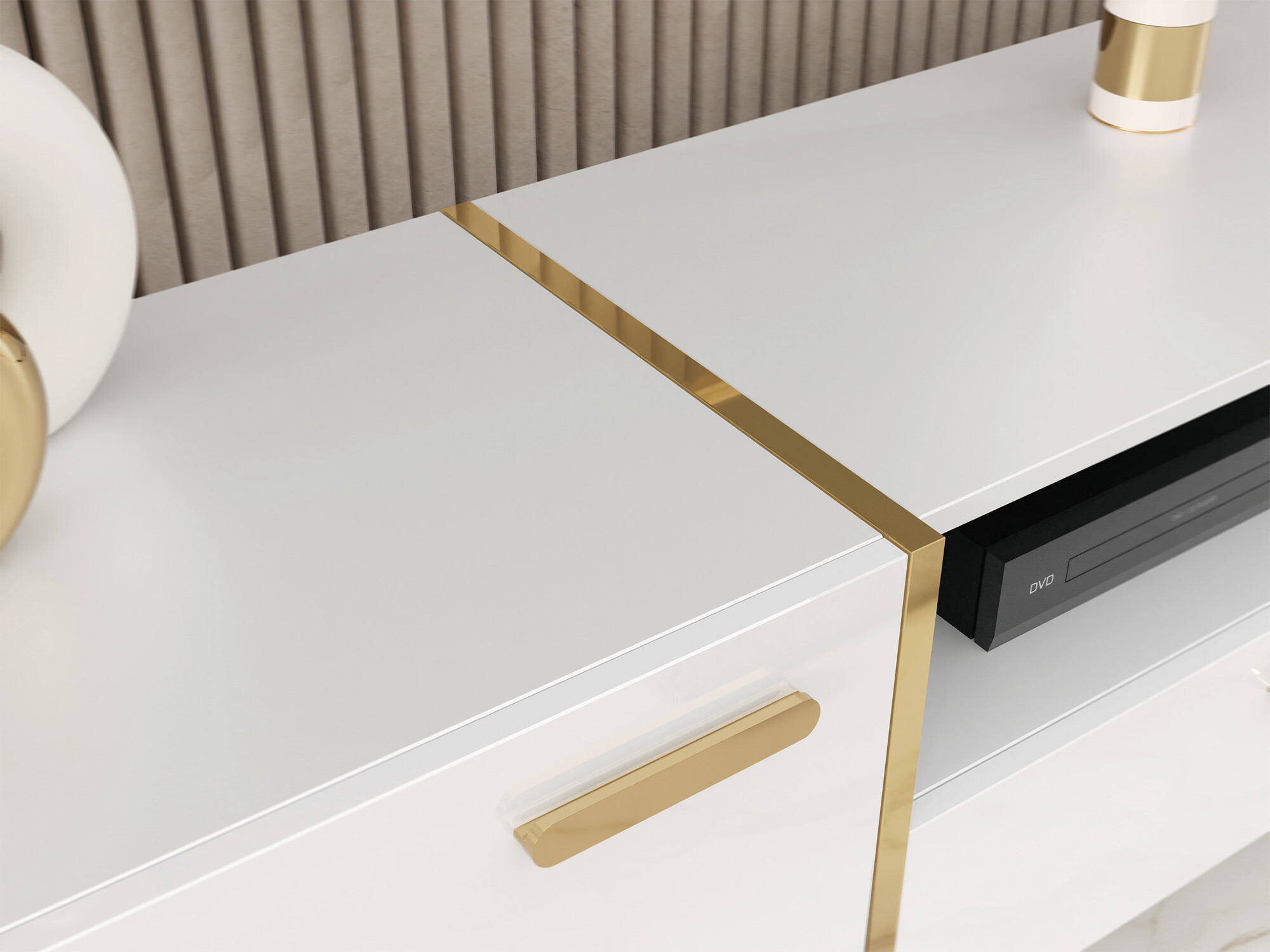 TV-taso Comfivo Capella III (Valkoinen + Kiiltävä valkoinen)