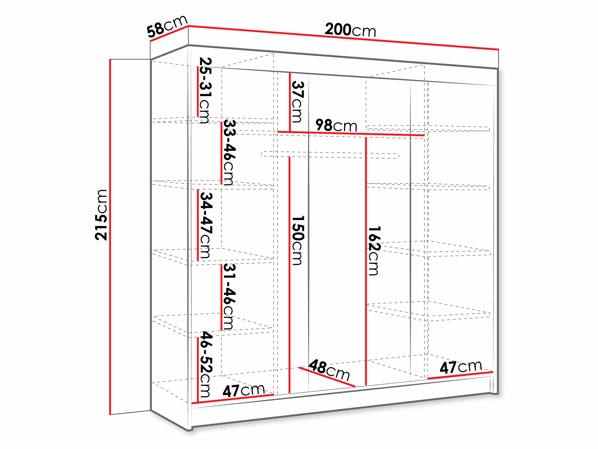 Vaatekaappi Closico Durion II (Valkoinen)