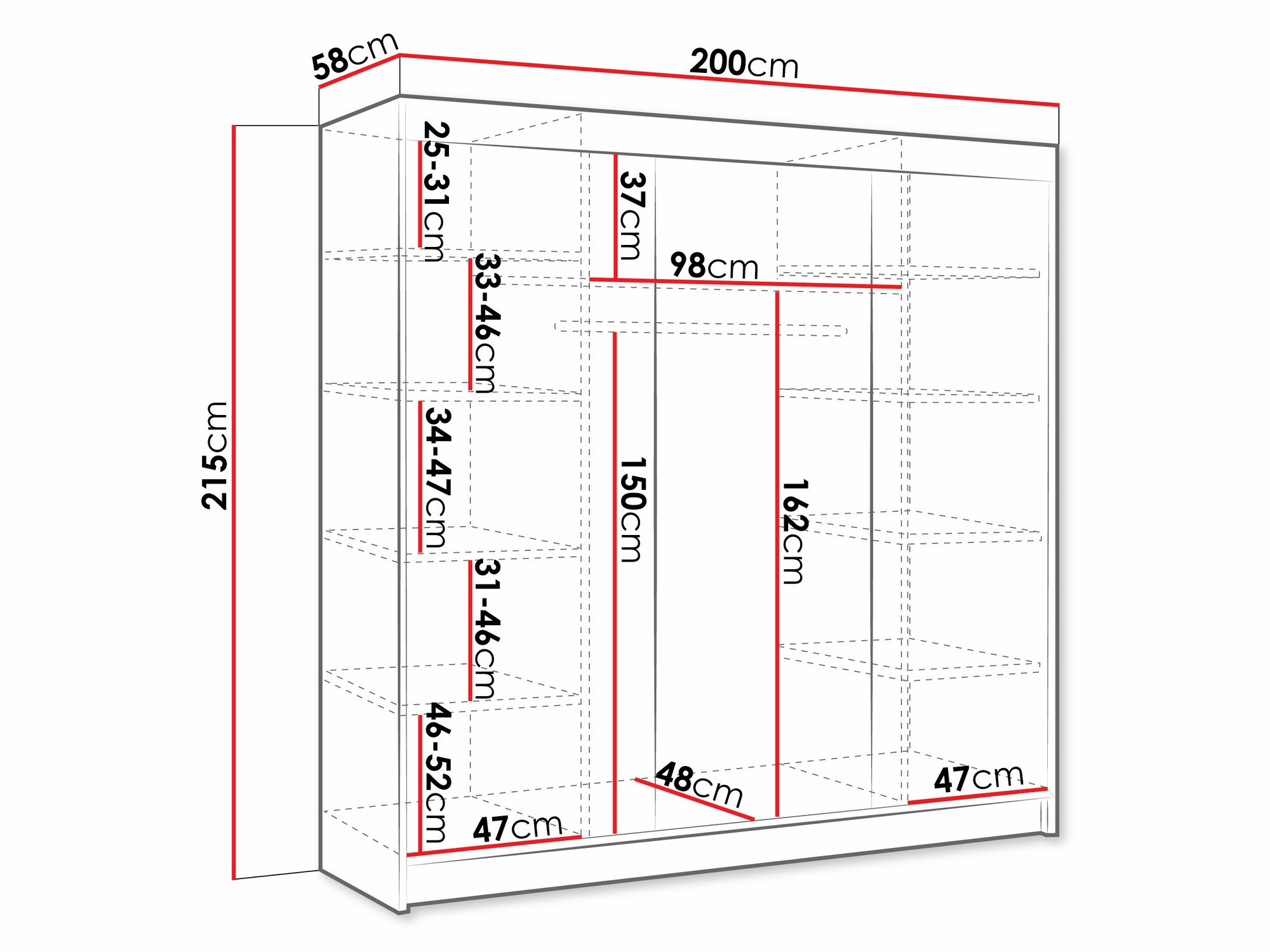 Vaatekaappi Closico Durion III (Musta)