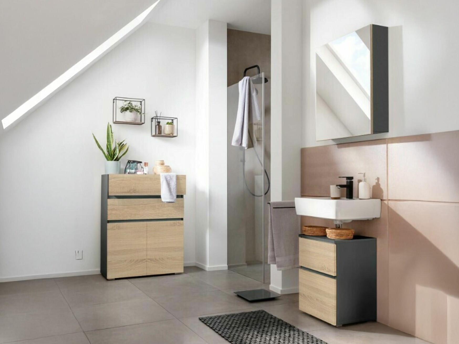 Kylpyhuonesetti Soncamu 112 (Antrasiitti + Tammi)