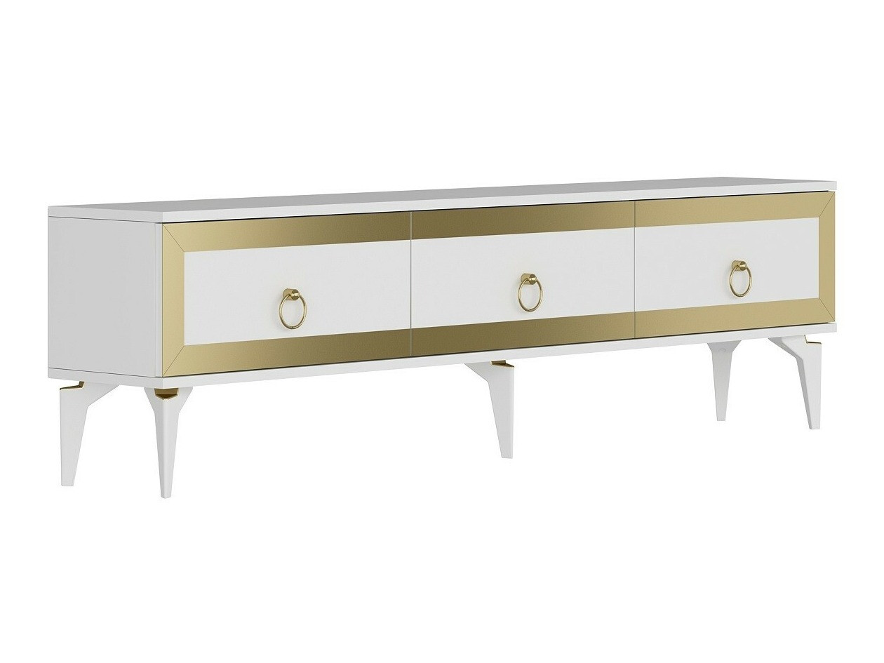 TV-taso Asheboro 168 (Valkoinen + Kultainen)