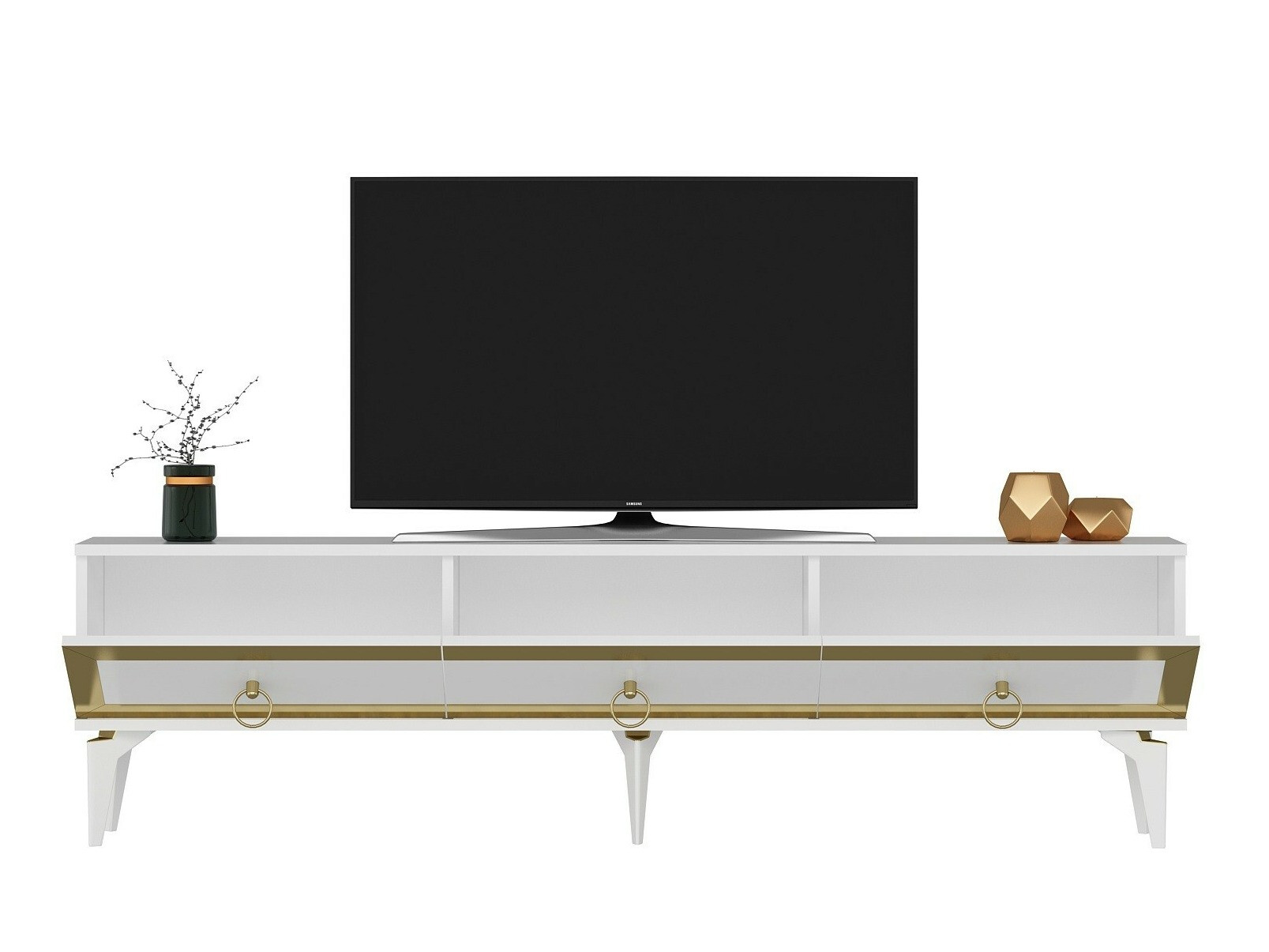 TV-taso Asheboro 168 (Valkoinen + Kultainen)