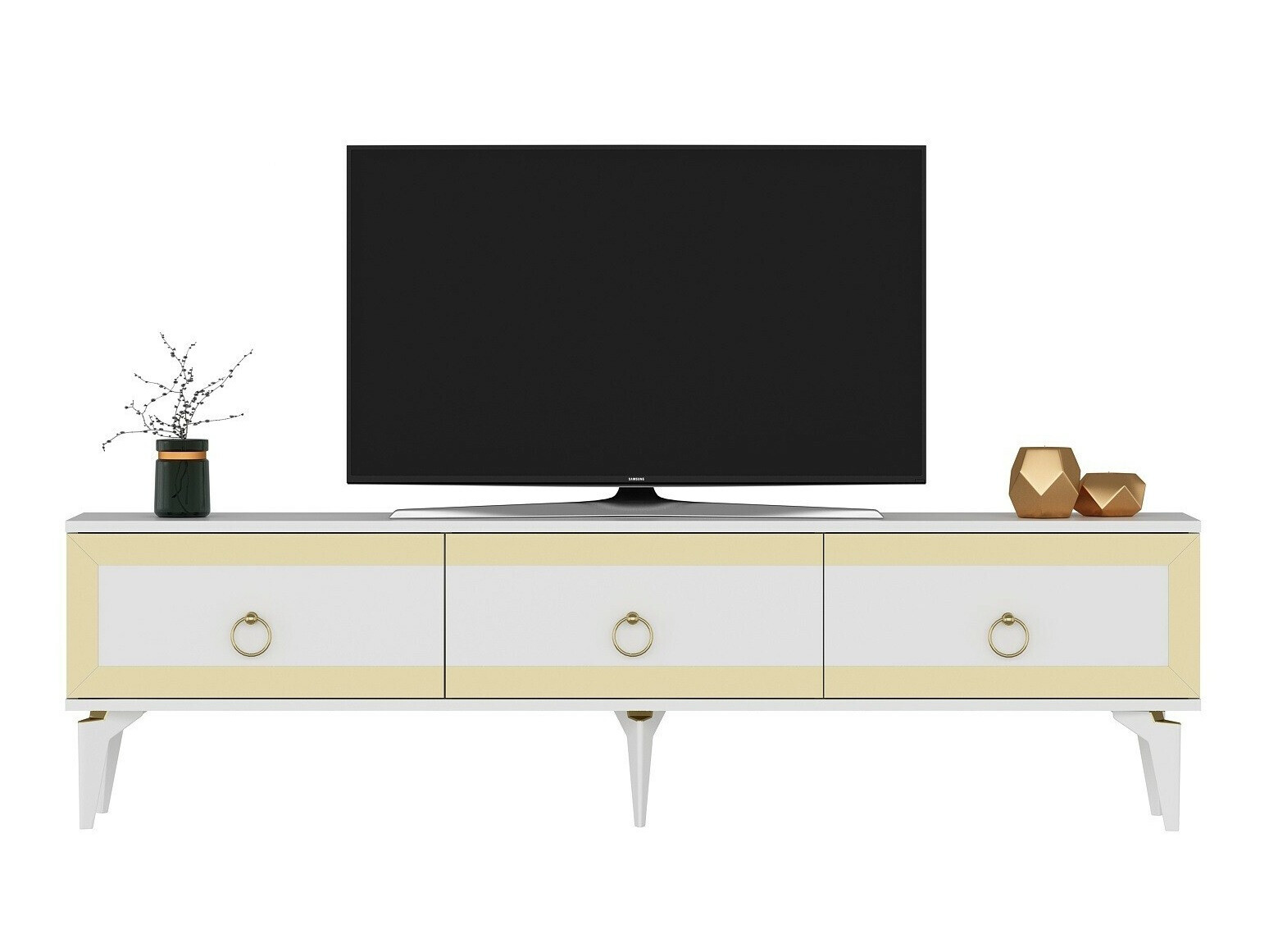 TV-taso Asheboro 168 (Valkoinen + Kultainen)