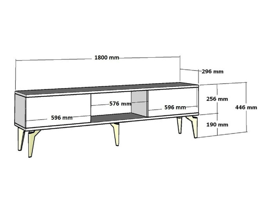 TV-taso Asheboro 168 (Valkoinen + Kultainen)