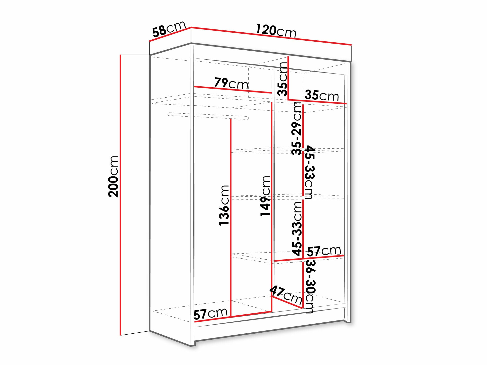 Vaatekaappi Closico Pacron V (Kashmir)