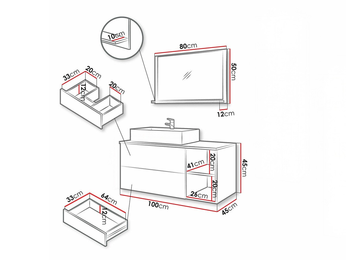 Kylpyhuonesetti Ophruvi 103 (Pähkinä + Valkoinen marmori)