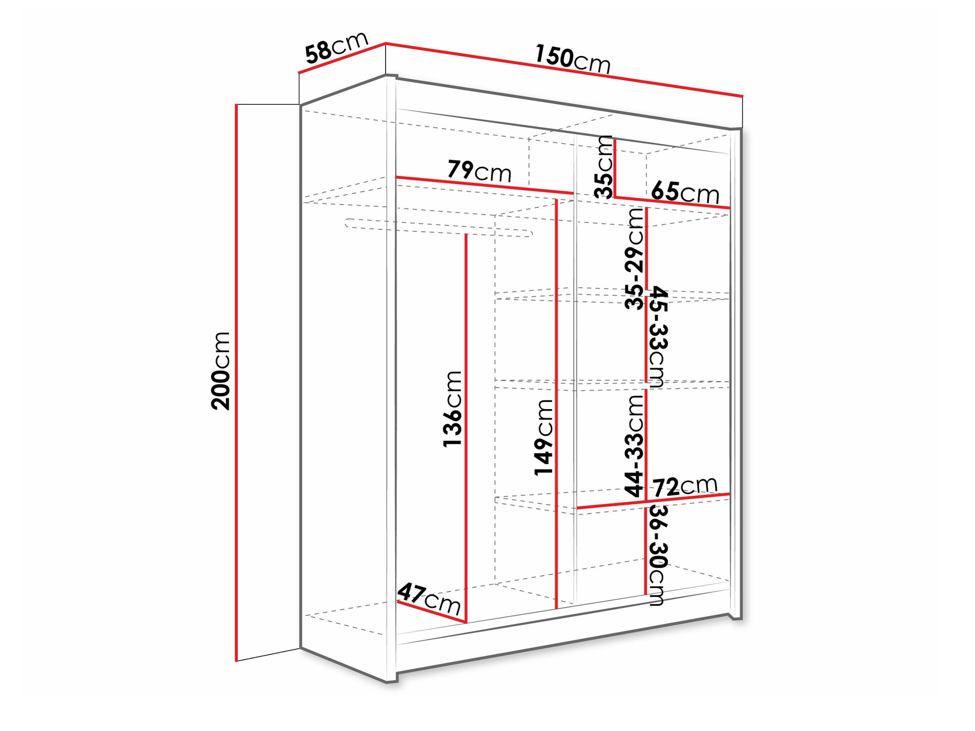 Vaatekaappi Closico Camera IV (Musta)