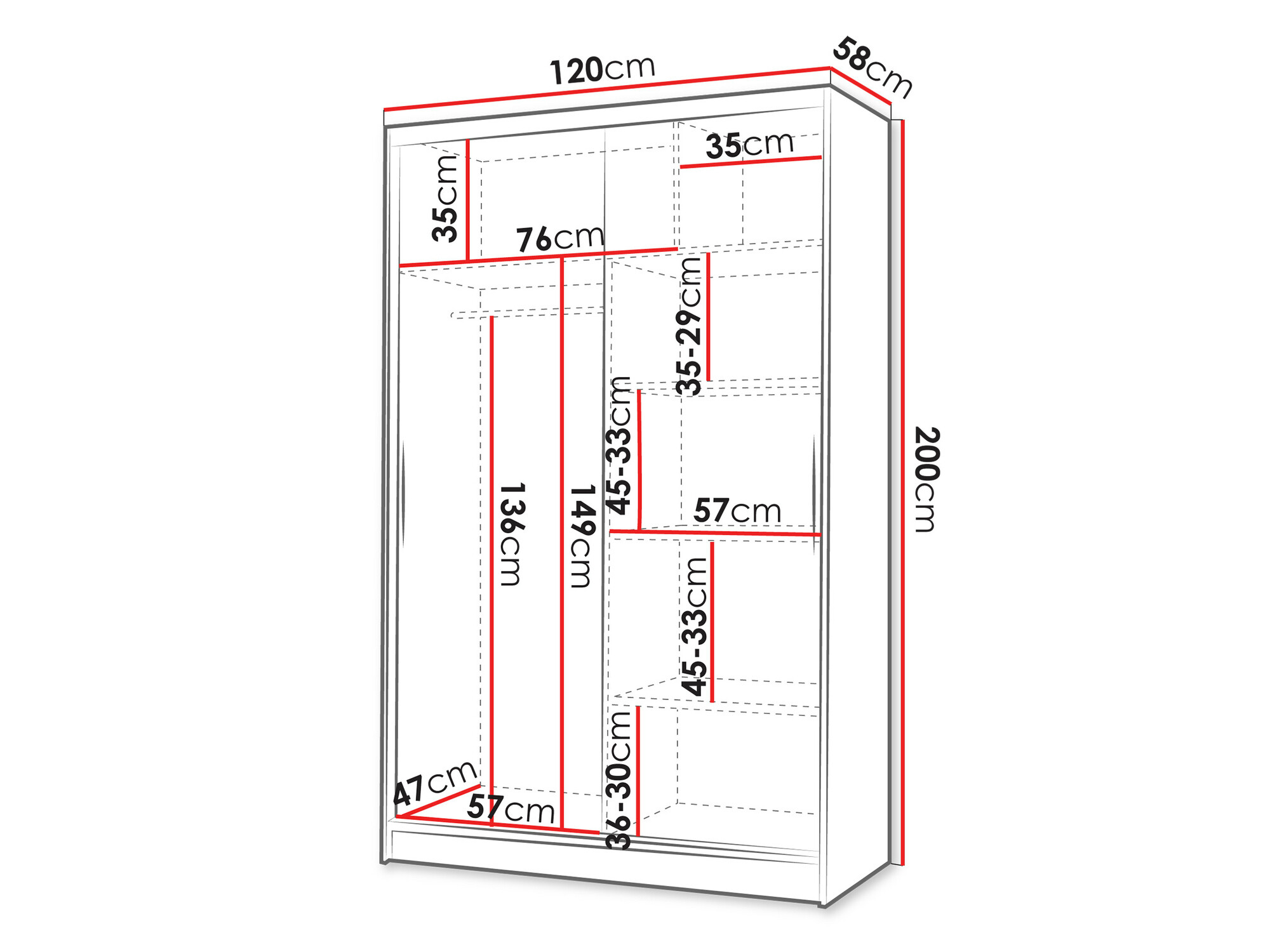 Vaatekaappi Closico Salvor I (Musta + Artisaanitammi)