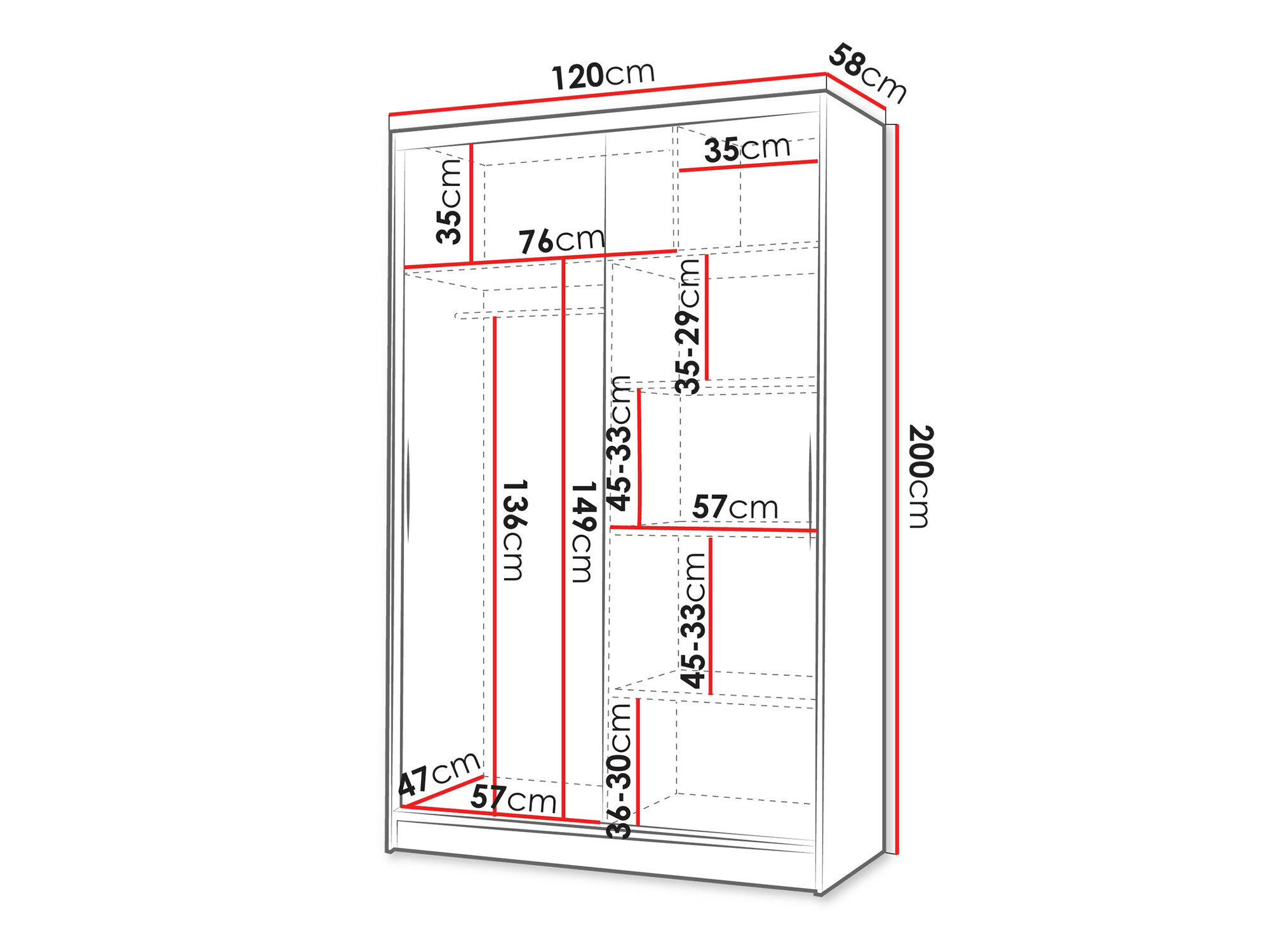 Vaatekaappi Closico Salvor II (Musta + Artisaanitammi)