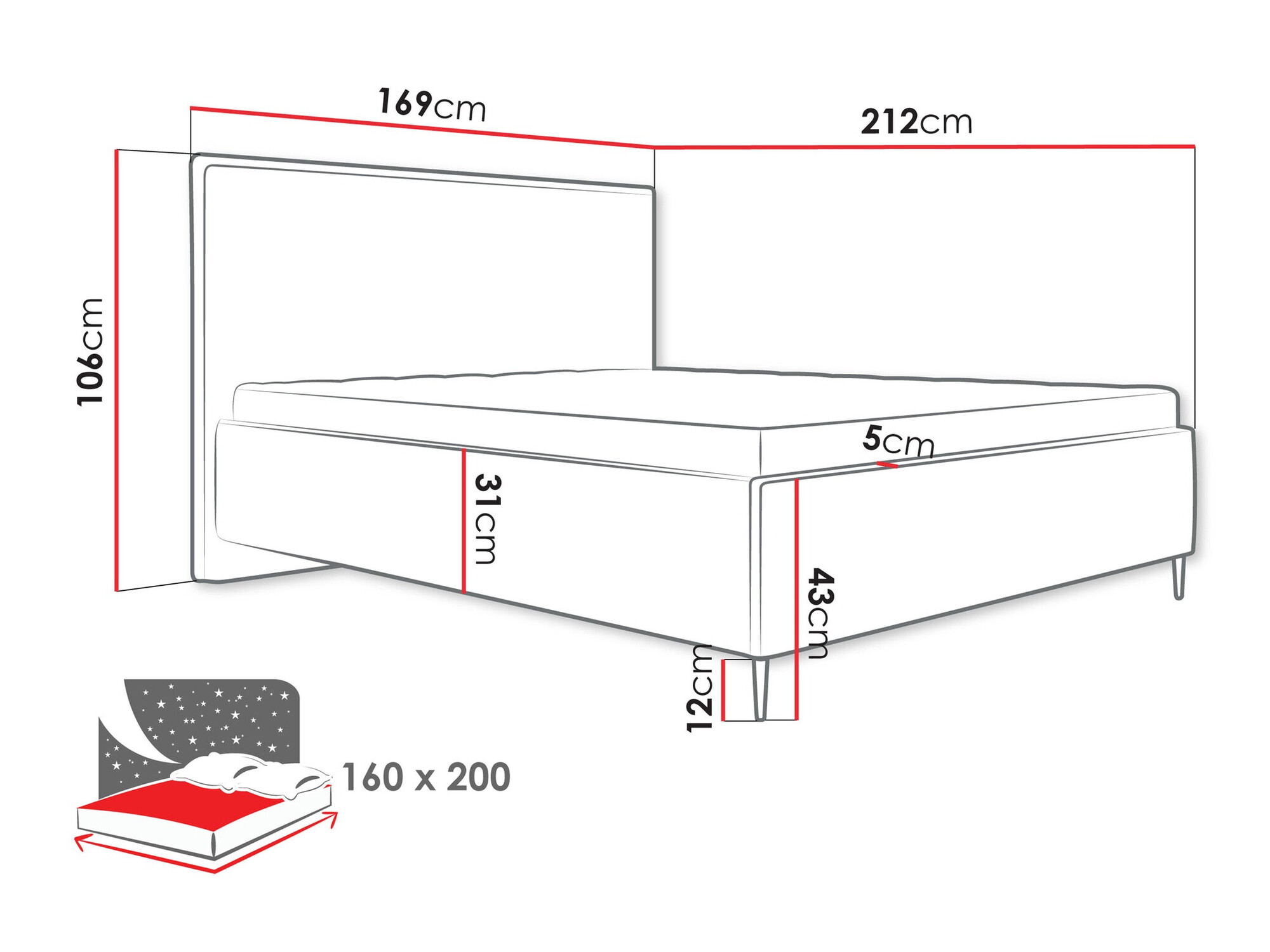 Sänky ComfiDream 193 (Poso 110)