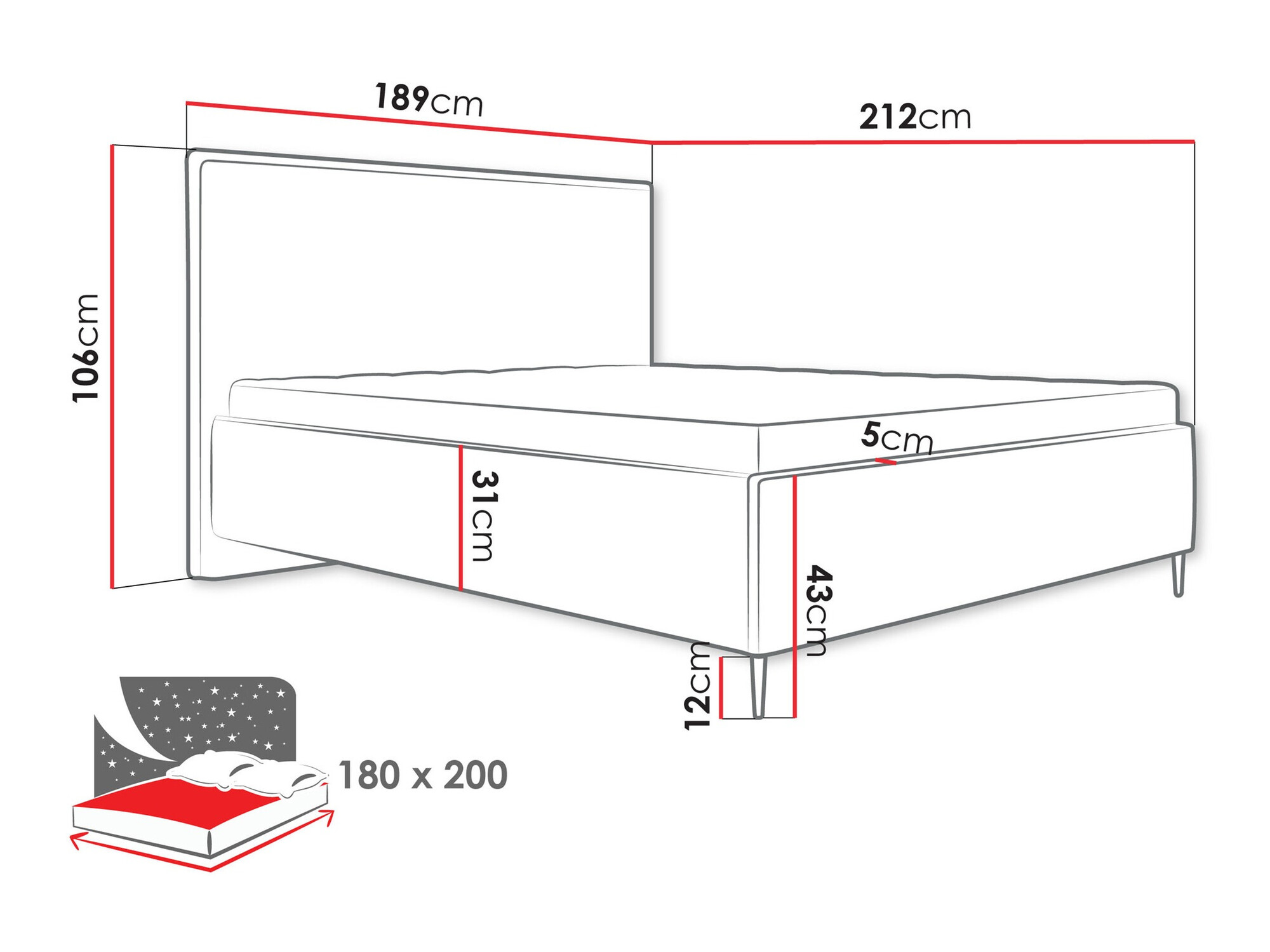 Sänky ComfiDream Liruna (Poso 100)
