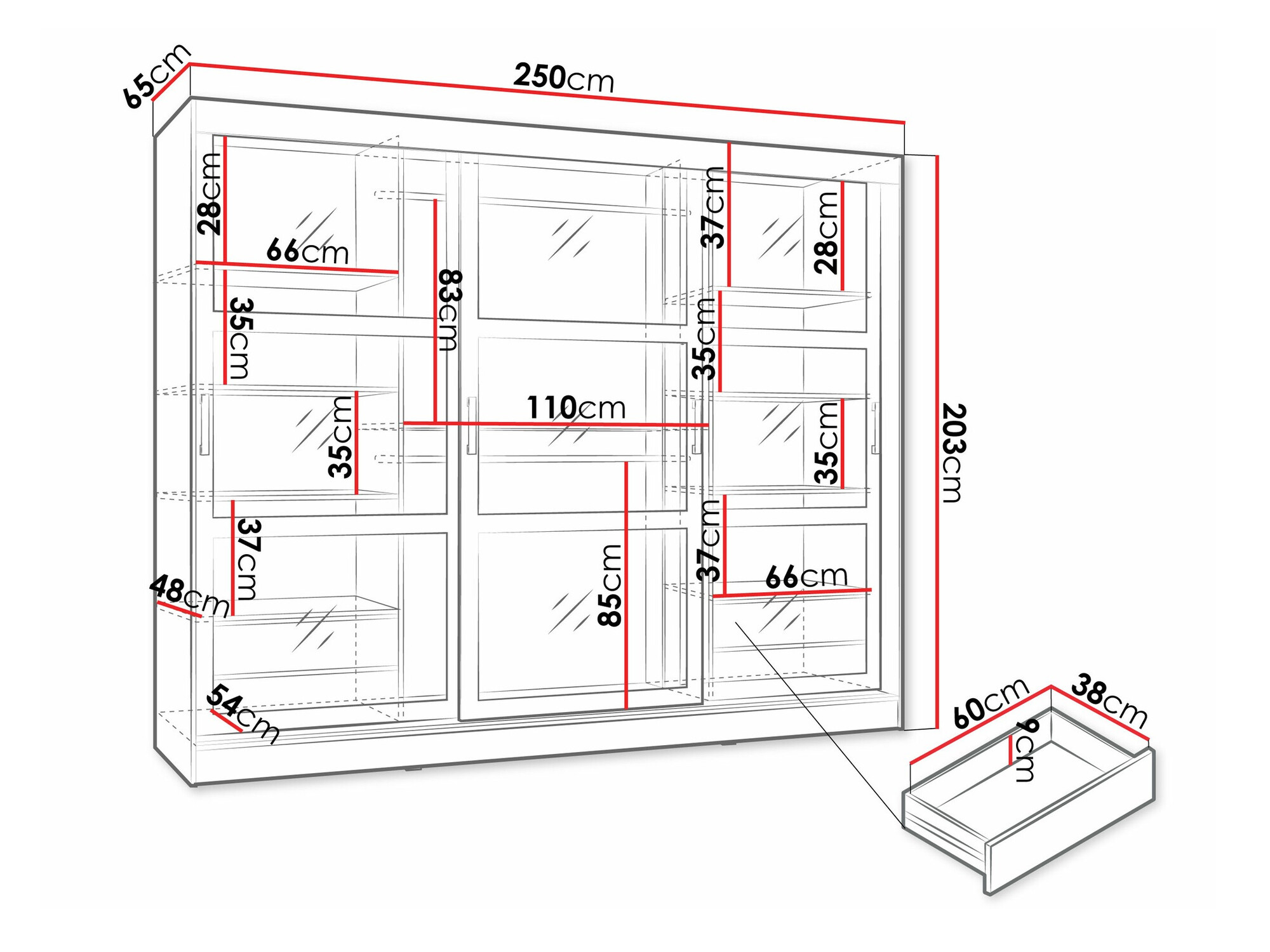Vaatekaappi Comfivo Opus (Musta)