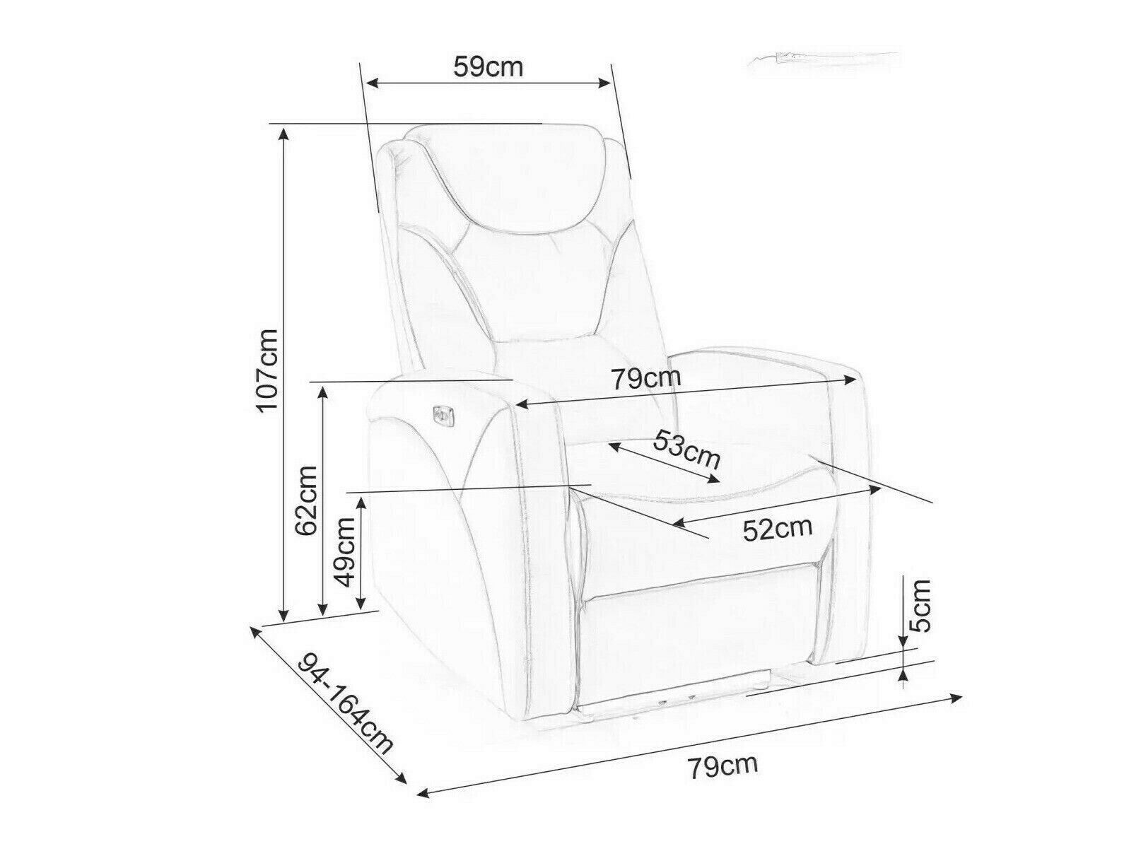 Kallistuva nojatuoli Detroit 167 (Ruskea)