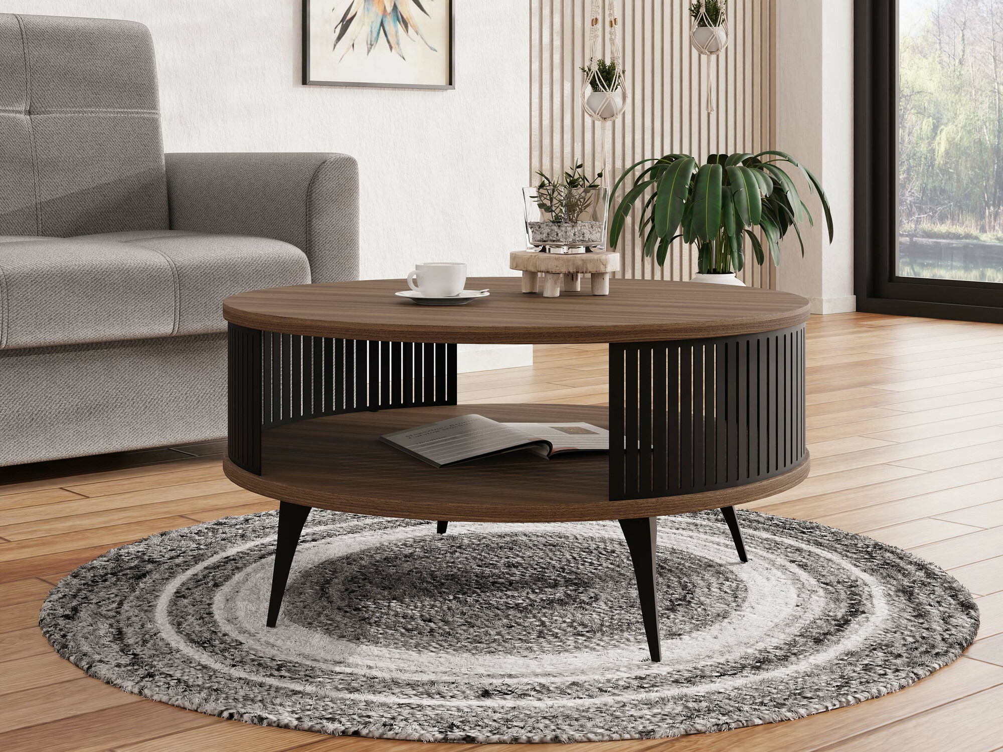 Sohvapöytä Sordore 100 (Musta + Pähkinä)