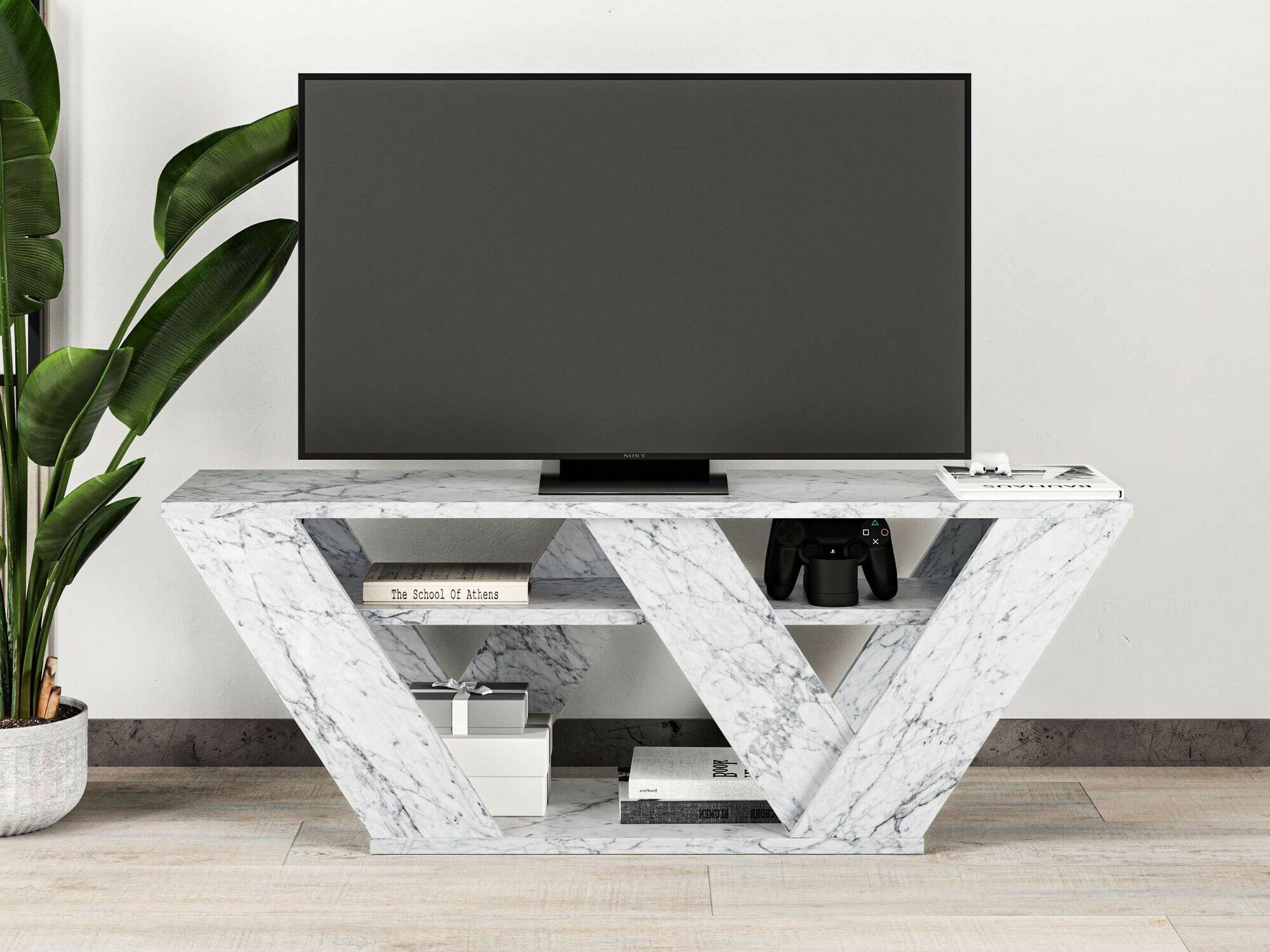 TV-taso Kailua 457 (Valkoinen marmori)