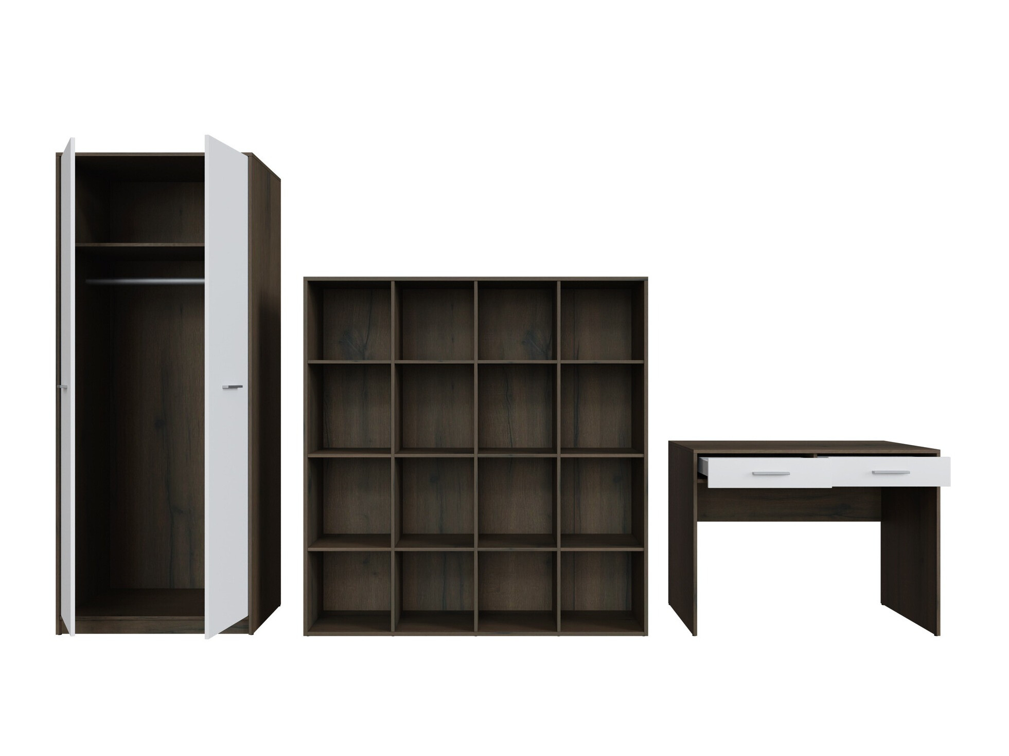 Kotitoimistosetti Novsore 166 (Tumma tammi + Valkoinen)