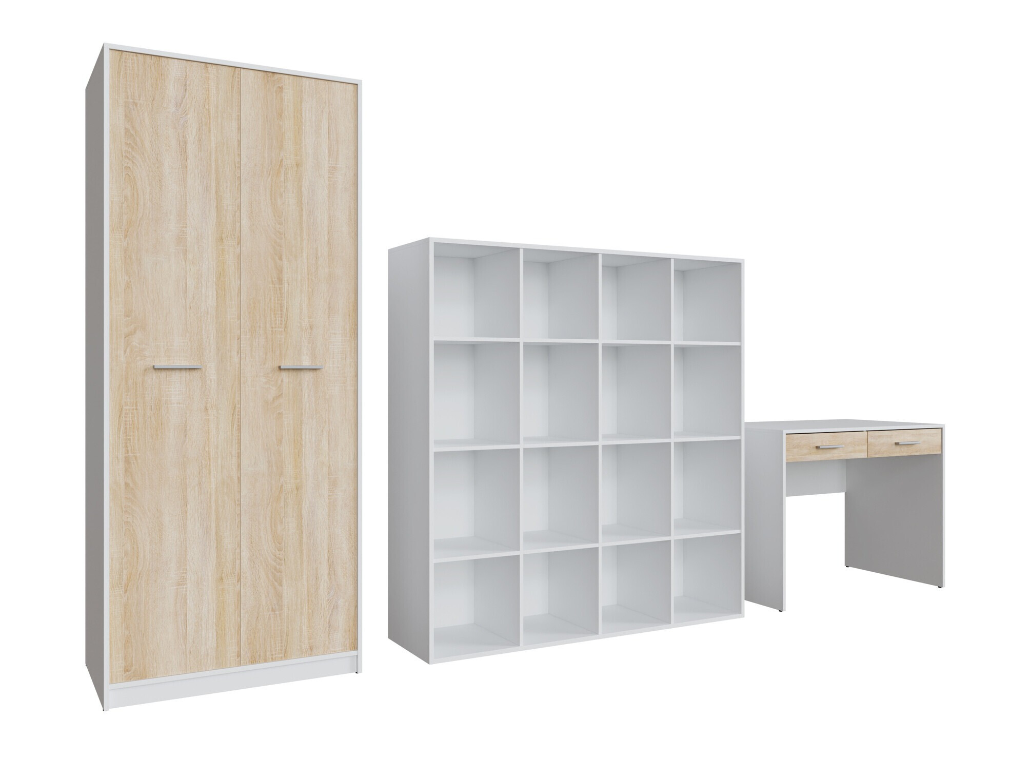 Kotitoimistosetti Novsore 166 (Valkoinen + Sonoma-tammi)