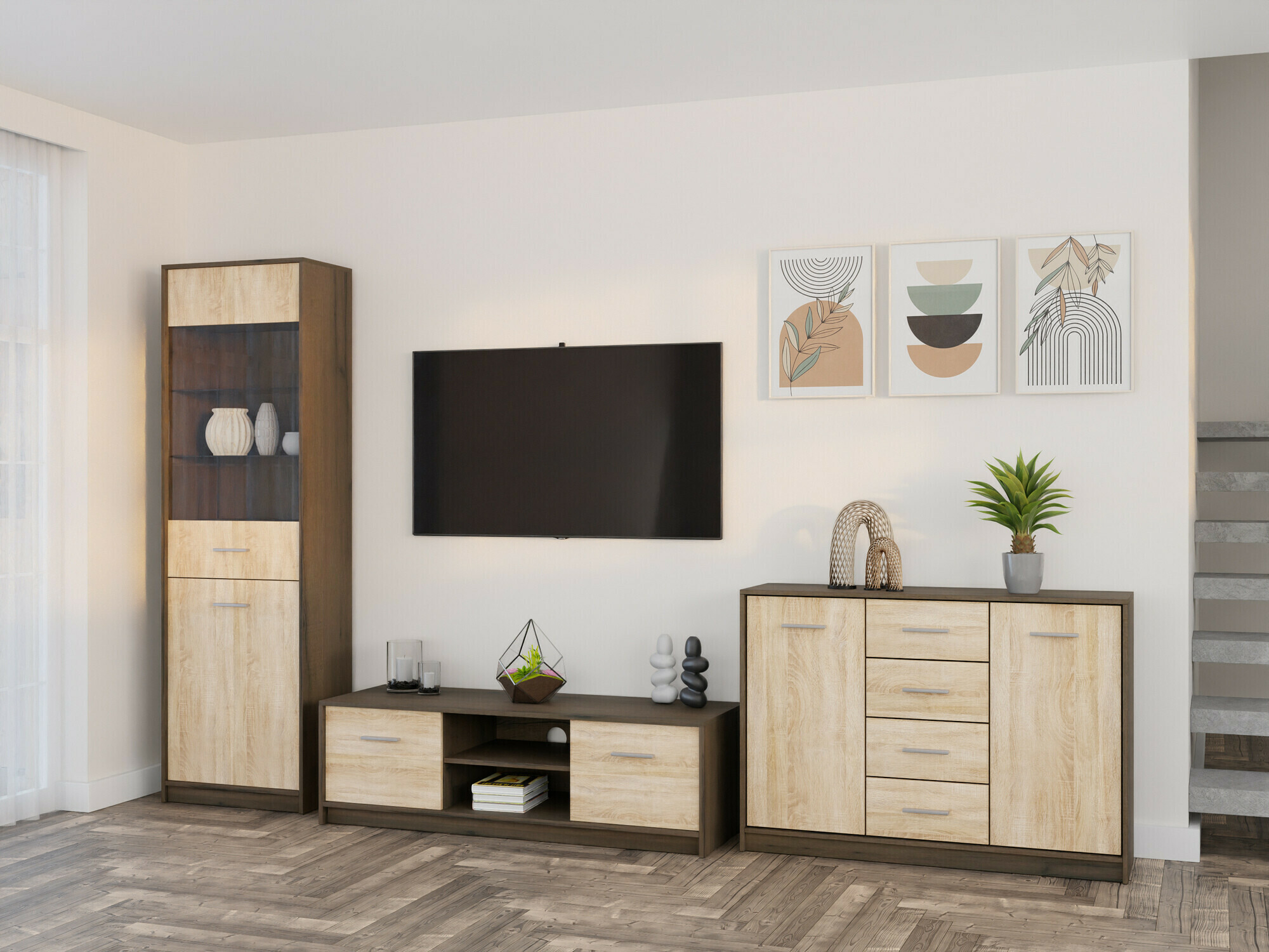 Olohuonesetti Novsore 162 (Tumma tammi + Sonoma-tammi)