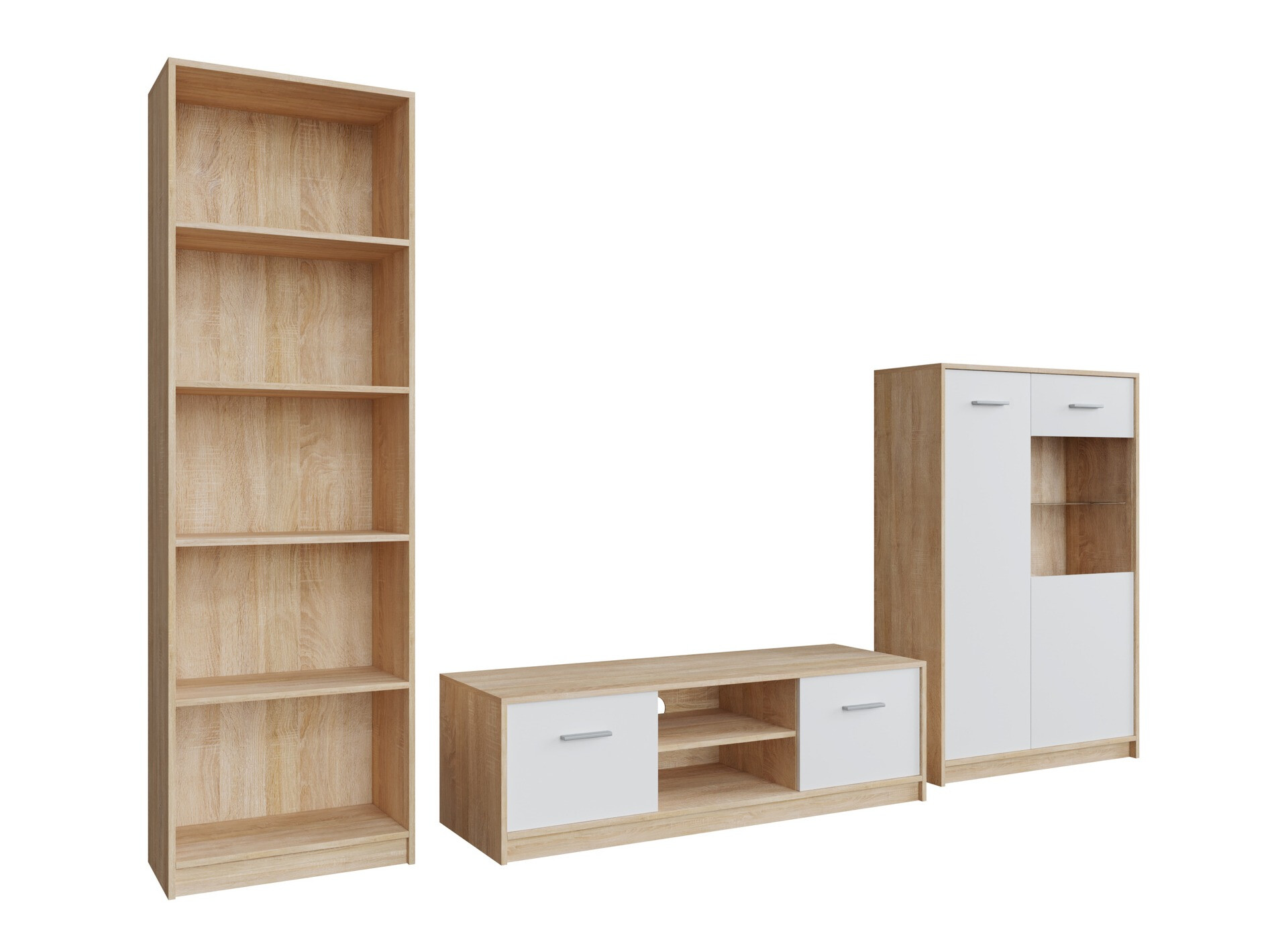 Olohuonesetti Novsore 164 (Sonoma-tammi + Valkoinen)