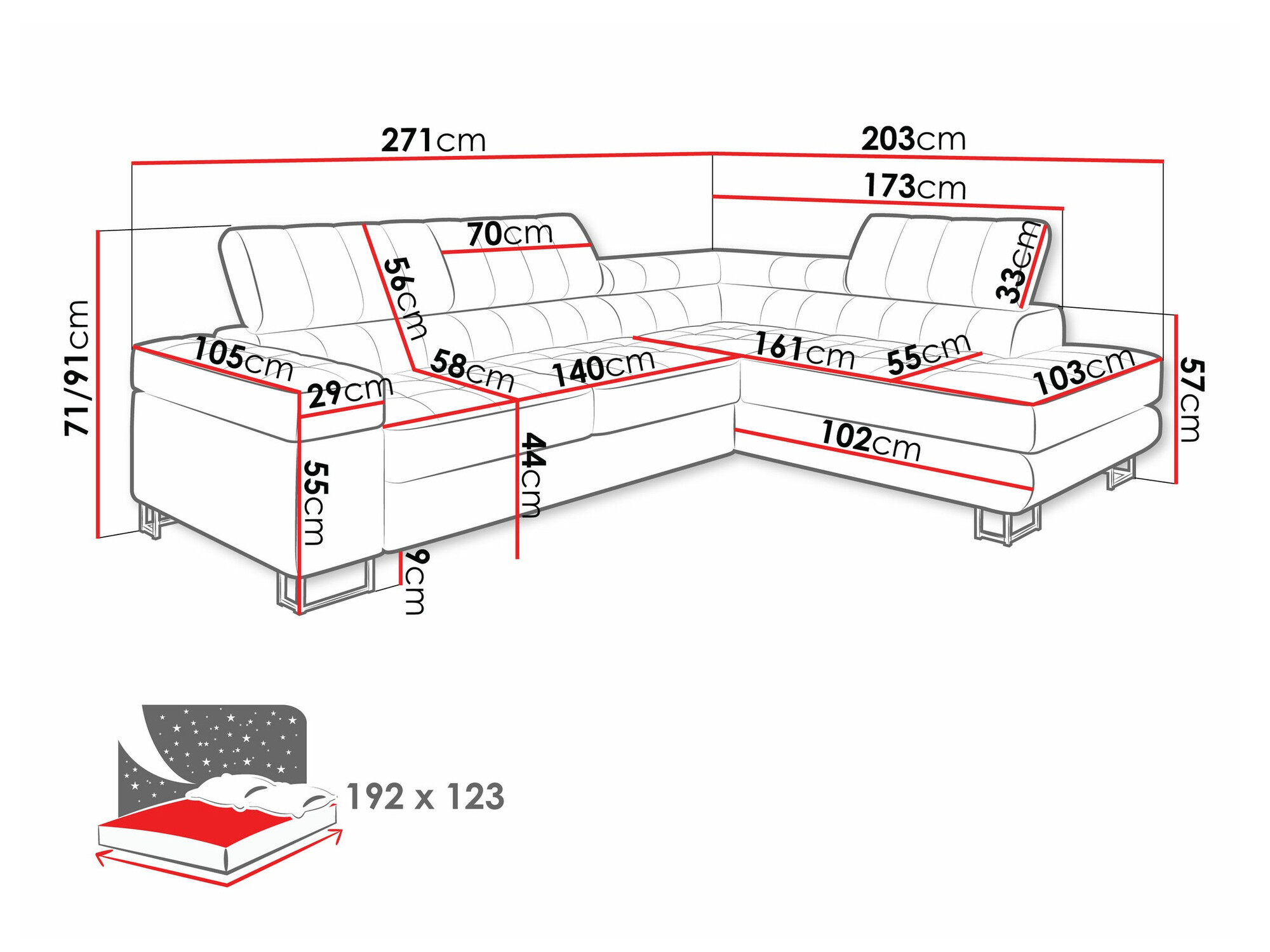Kulmasohva Comfivo 232 (Coral 45)