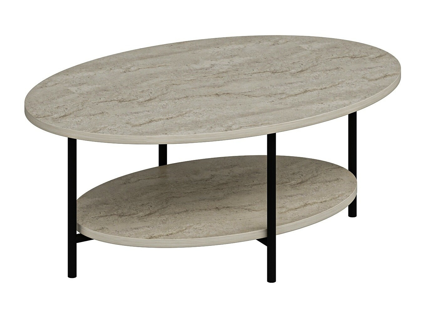 Sohvapöytä Kailua 2460 (Musta + Vaalea Travertine)