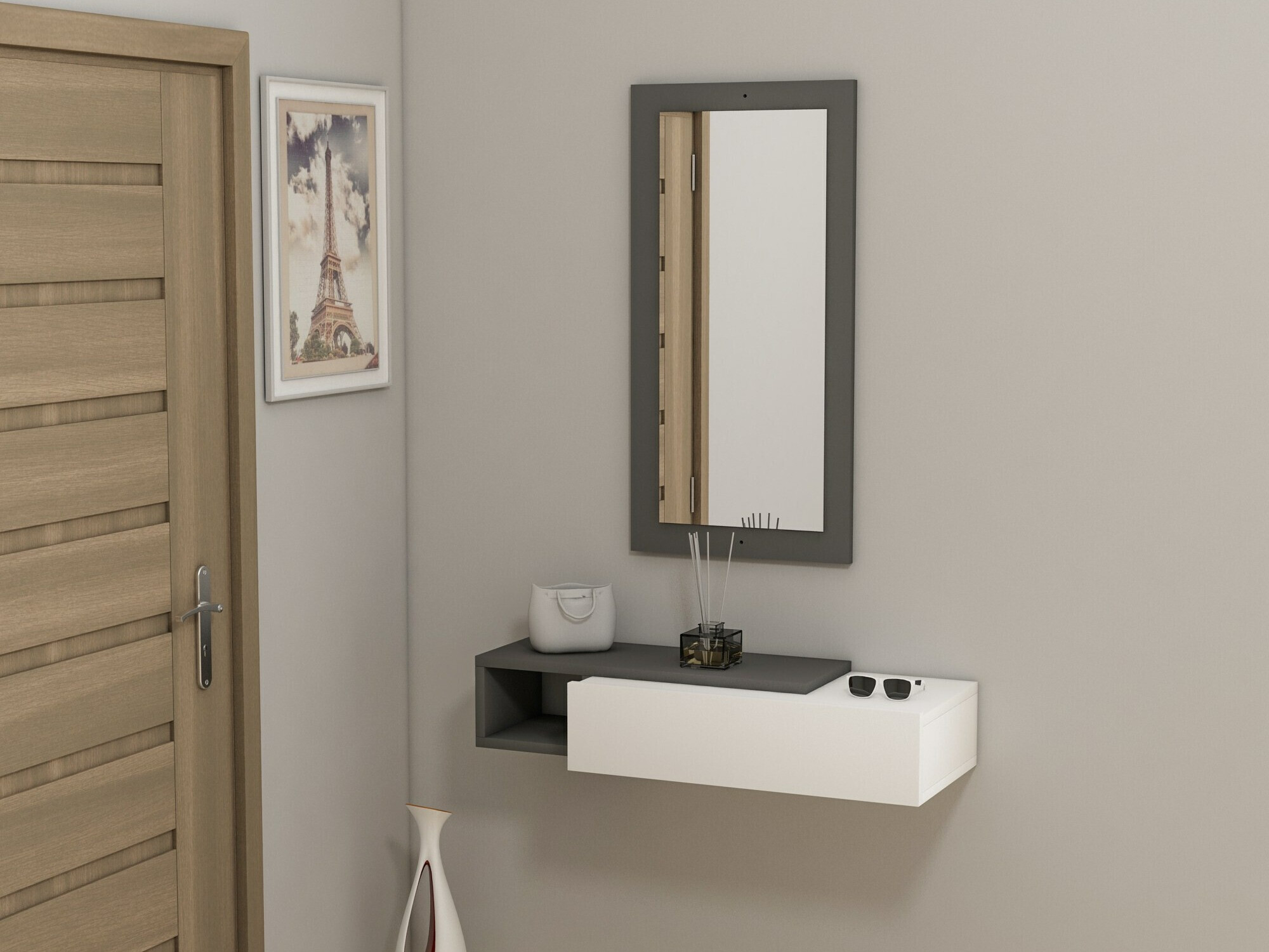 Kampauspöytä Kailua 2466 (Valkoinen + Antrasiitti)