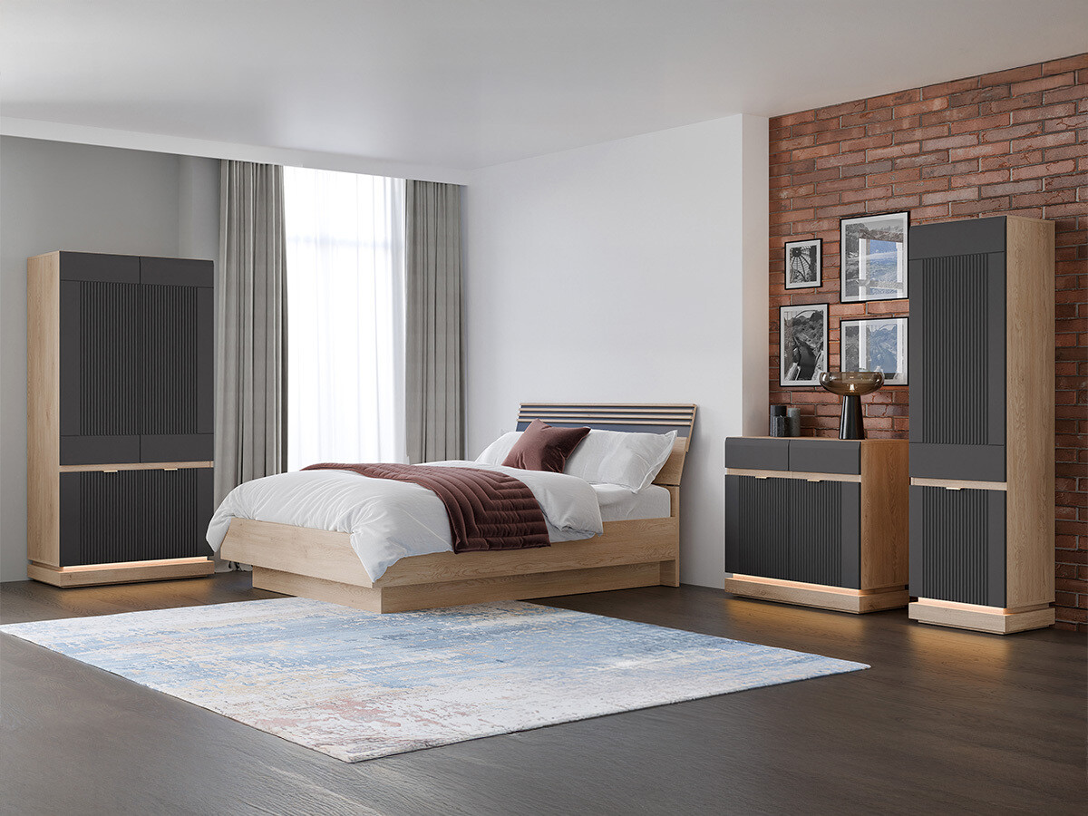 Makuuhuonesetti Teselbu 117 (Antrasiitti + Tammi)
