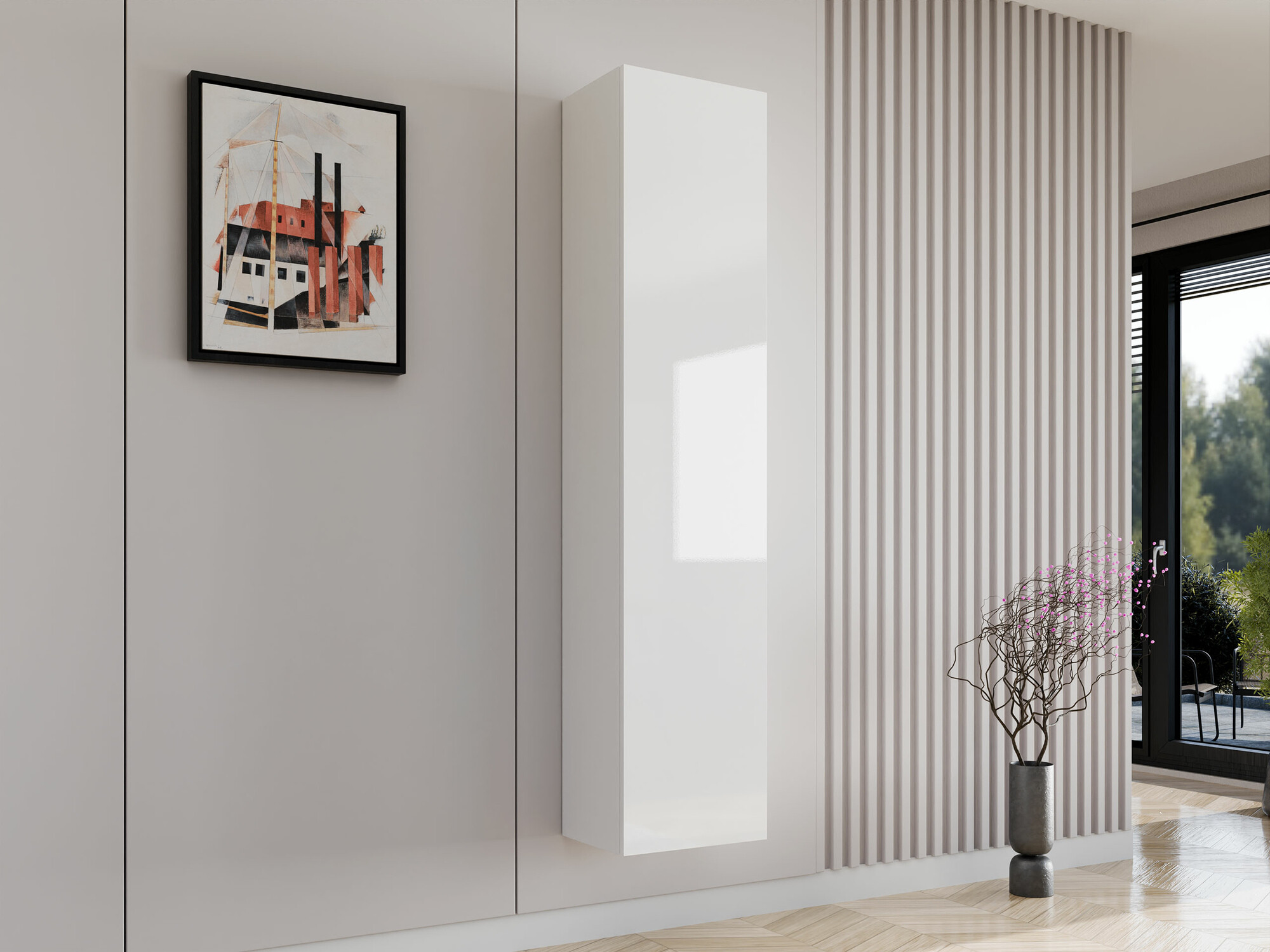 Seinähylly Vilrin II (Valkoinen + Kiiltävä valkoinen)