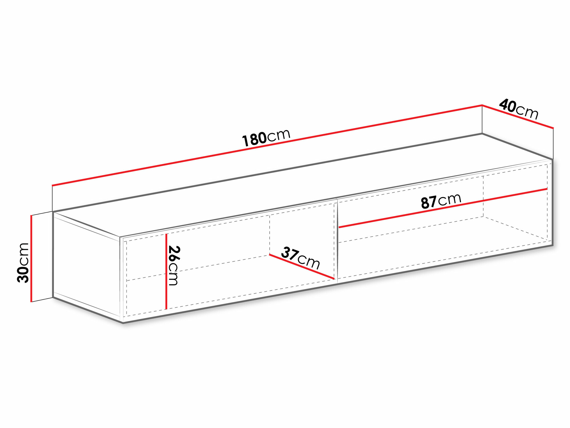 TV-taso Vilrin I (Valkoinen + Kiiltävä valkoinen)