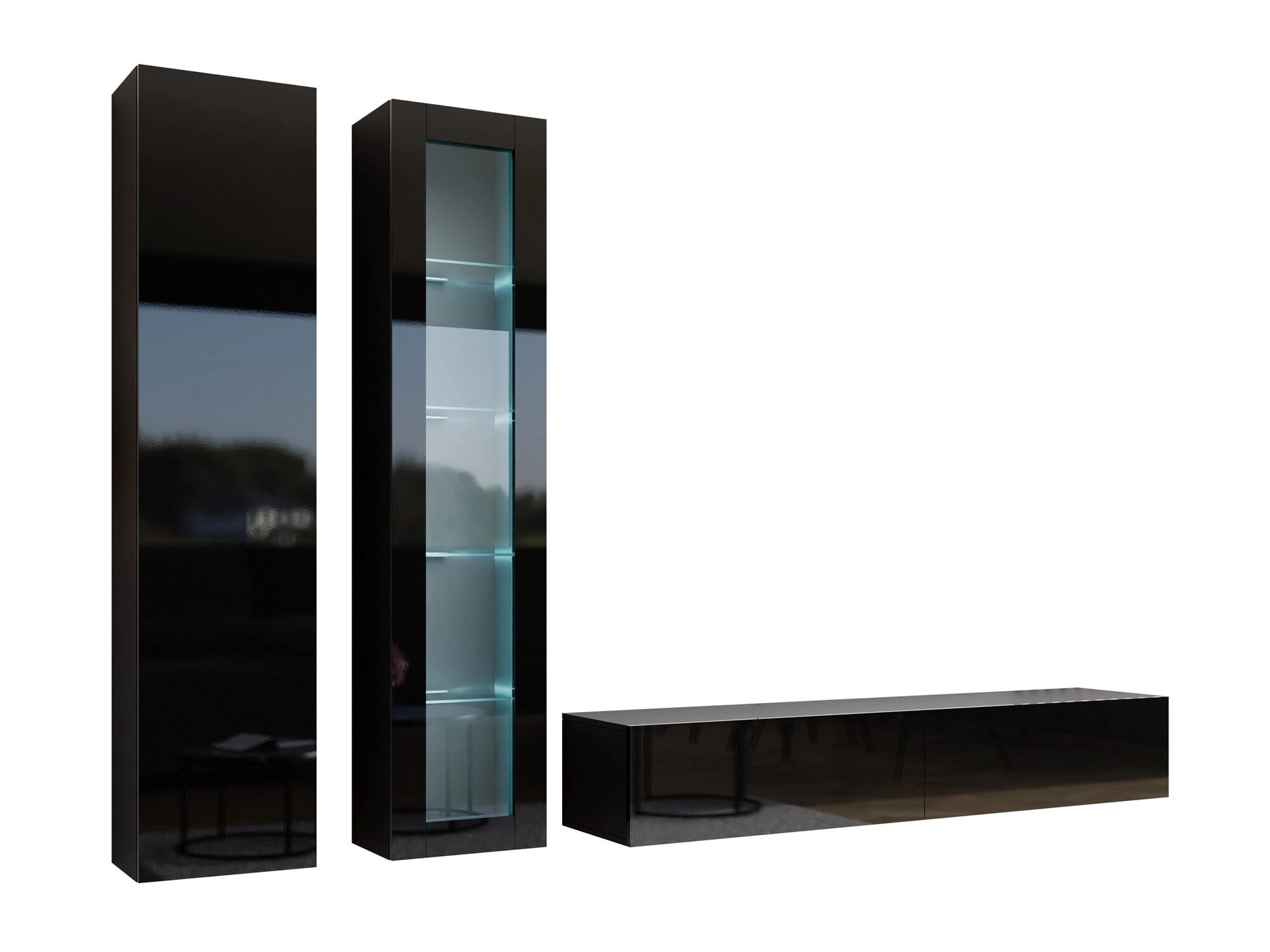 Olohuonesetti Vilrin I (Musta + Kiiltävä musta)