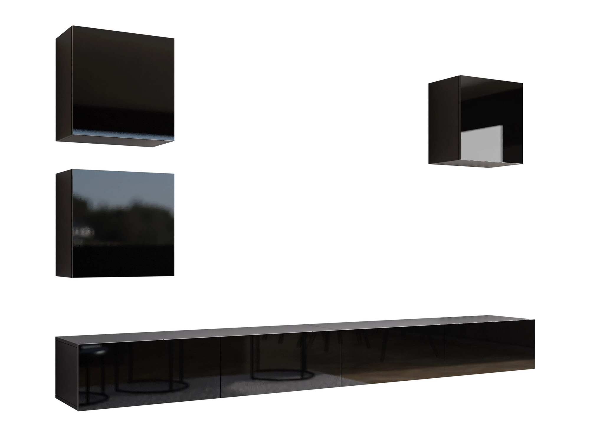 Olohuonesetti Vilrin III (Musta + Kiiltävä musta)