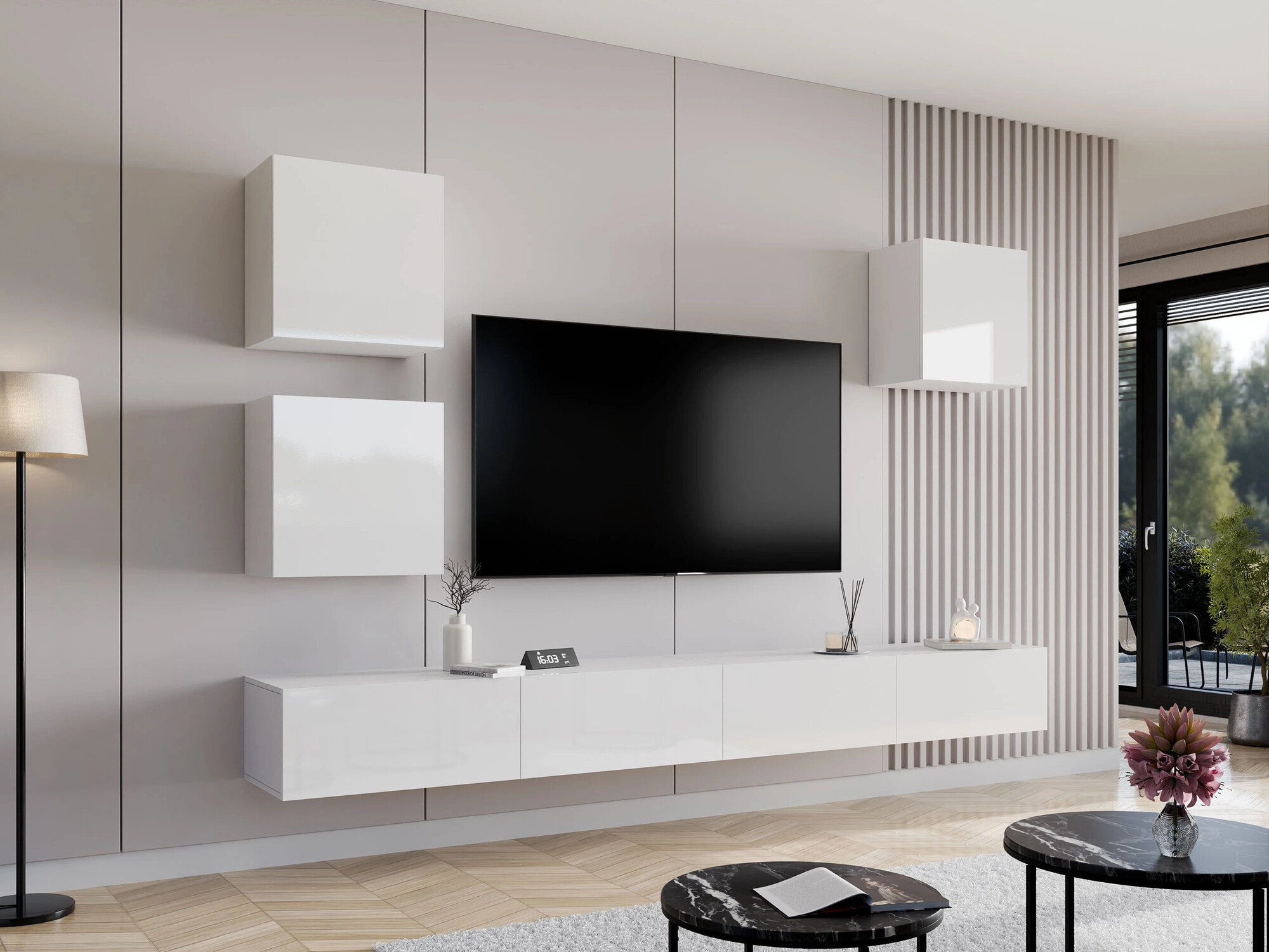 Olohuonesetti Vilrin III (Valkoinen + Kiiltävä valkoinen)