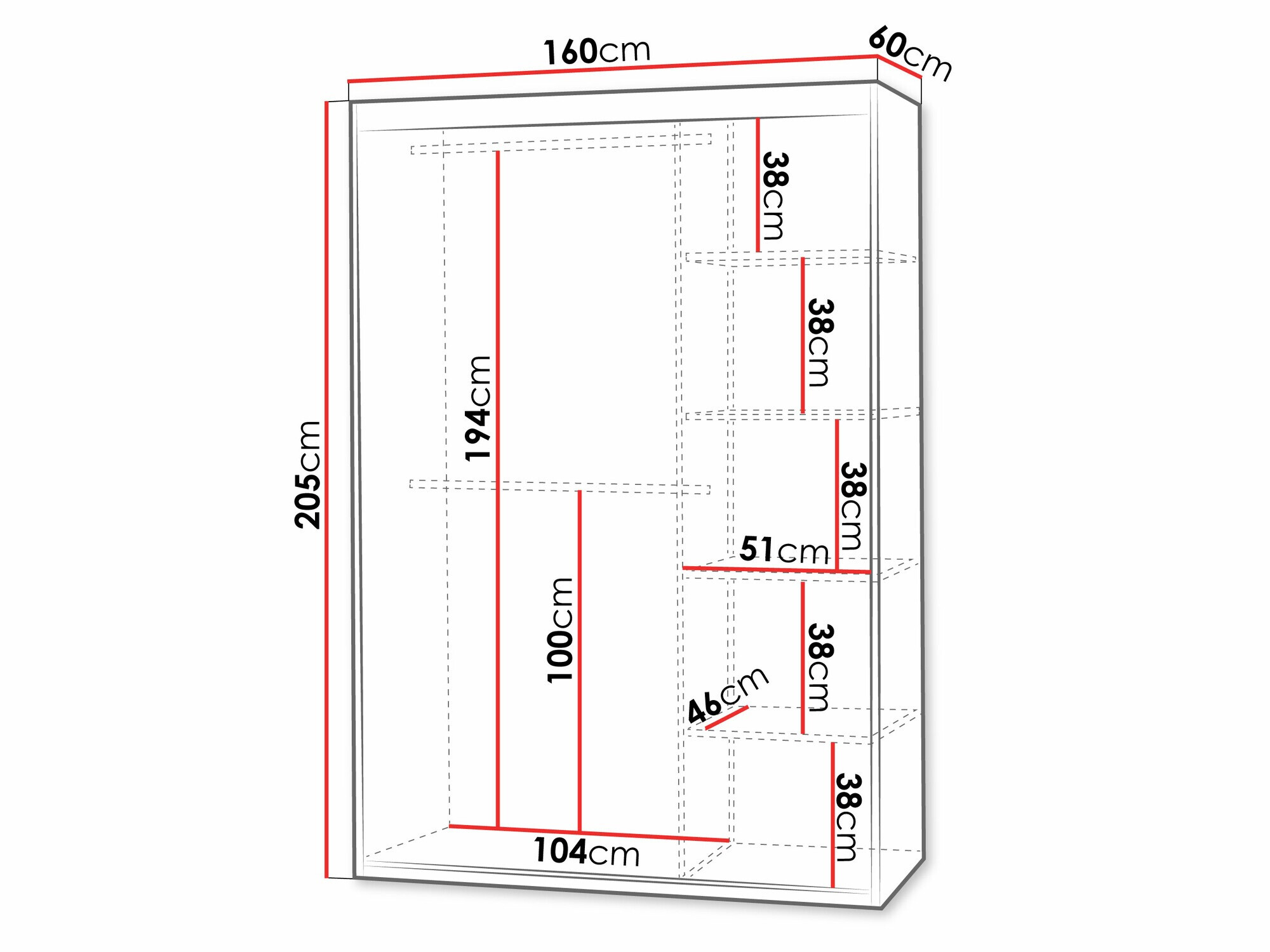 Vaatekaappi Cosmes (Valkoinen)