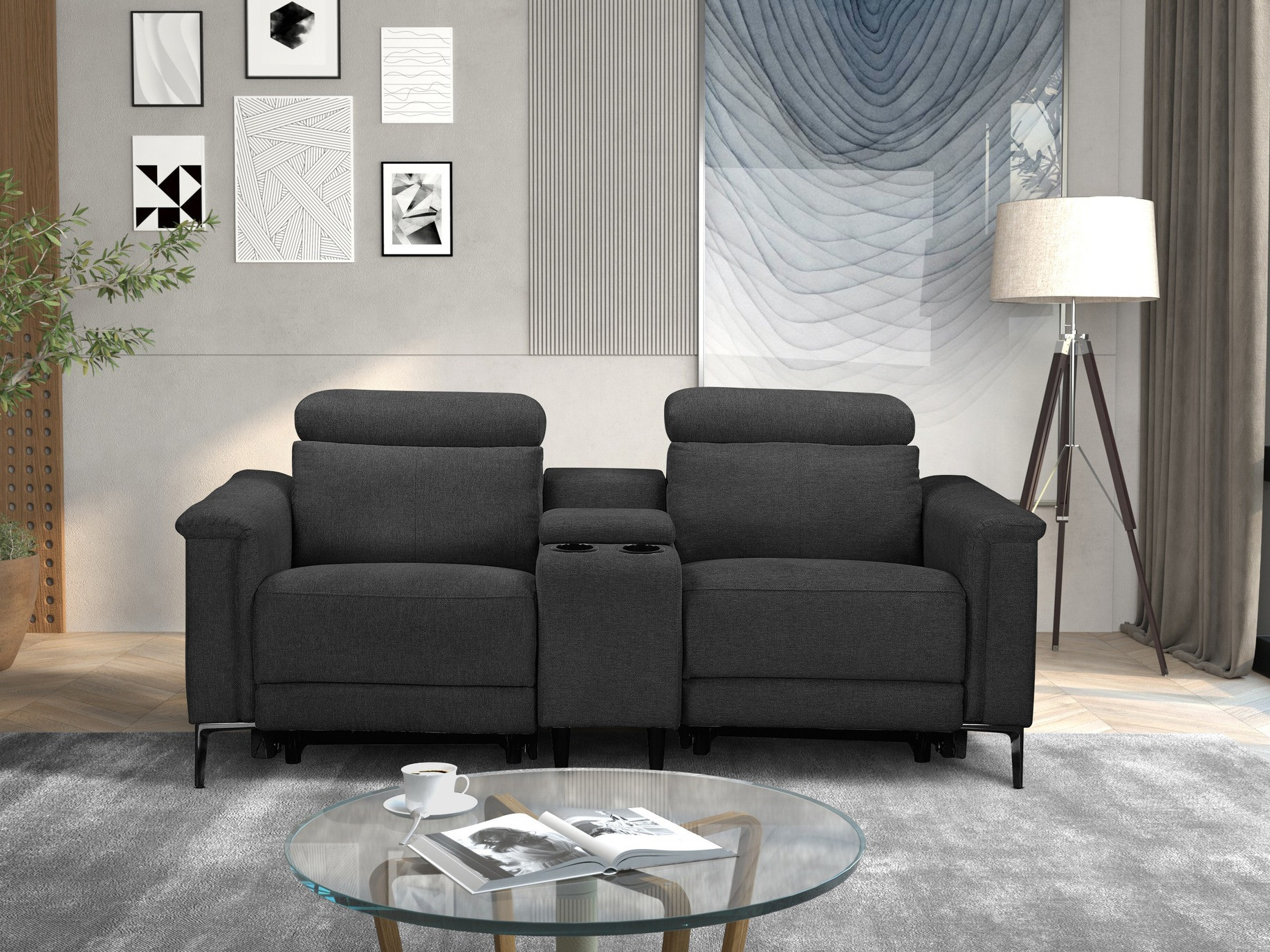 Sohva kallistustoiminnolla Denton 1467 (Antrasiitti)