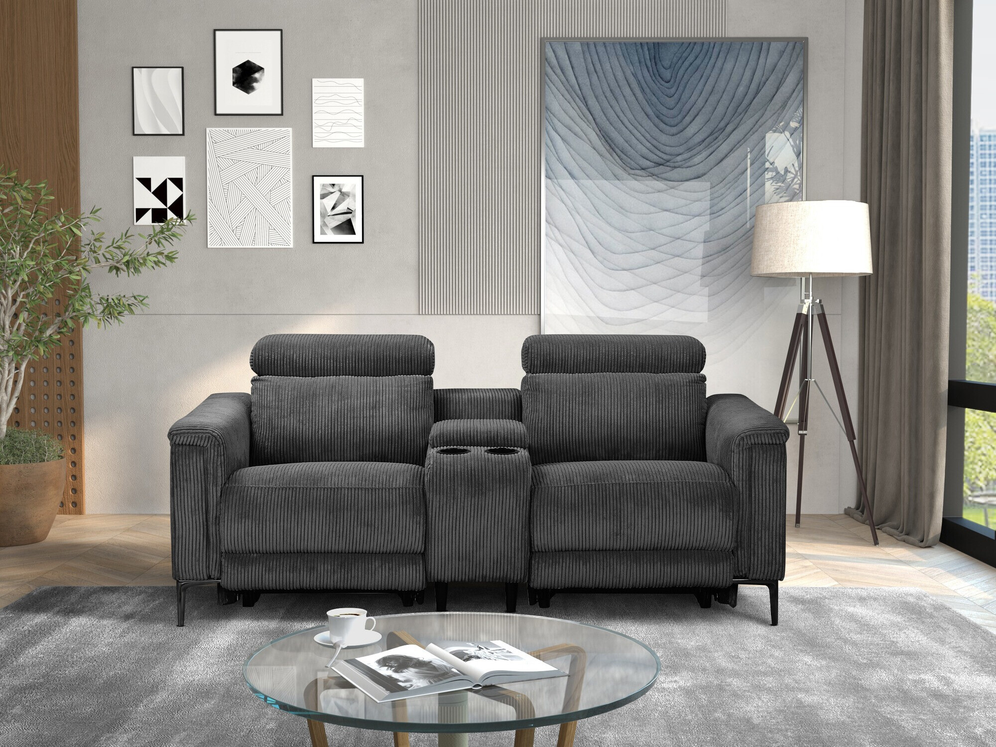 Sohva kallistustoiminnolla Denton 1468 (Antrasiitti)