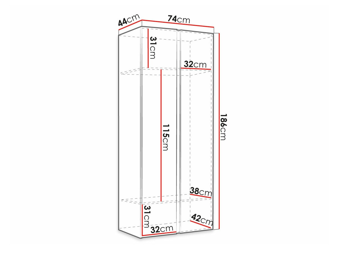 Vaatekaappi Pinis (Valkoinen)