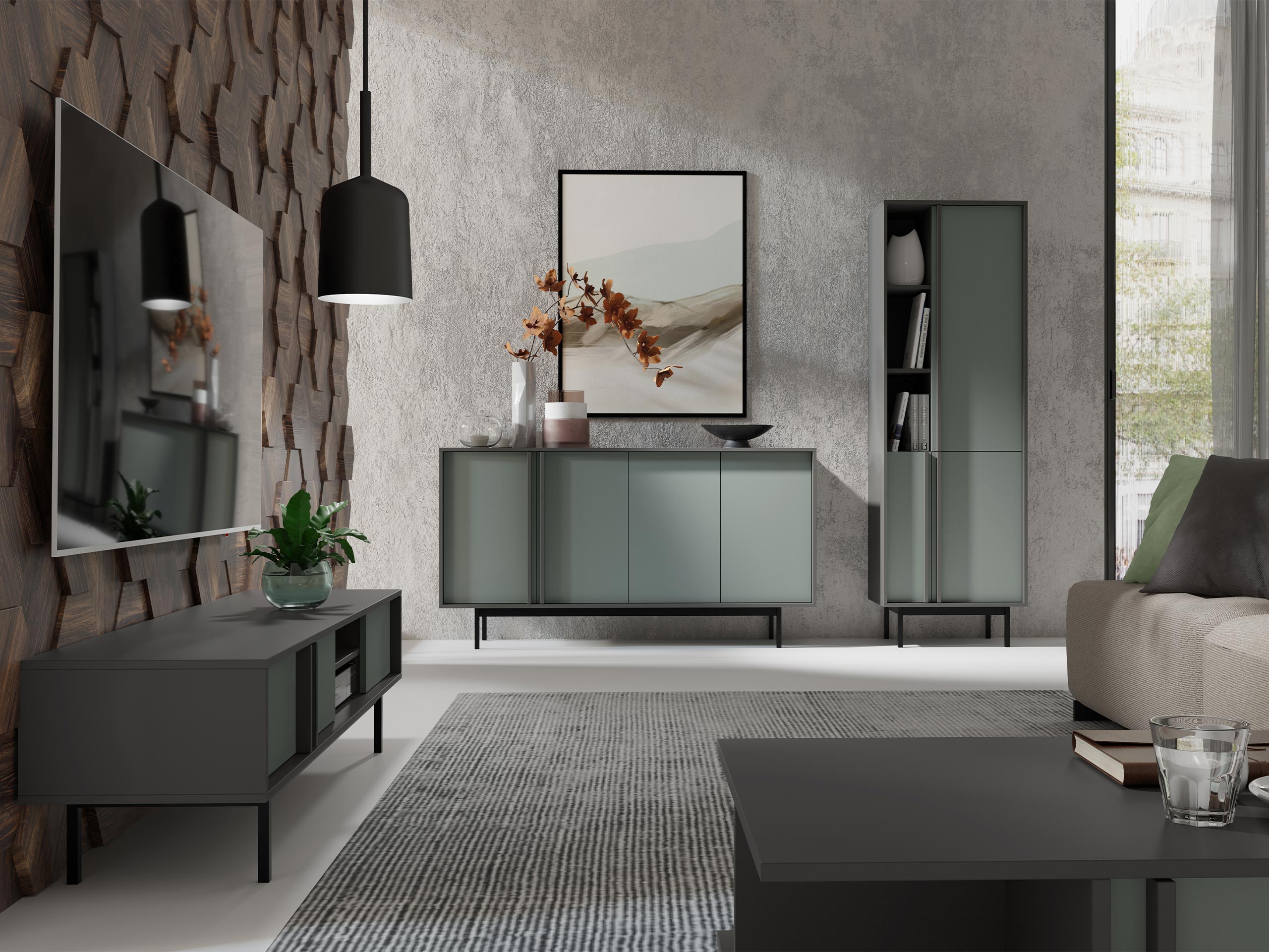 Olohuonesetti Levali 115 (Pölyinen vihreä)