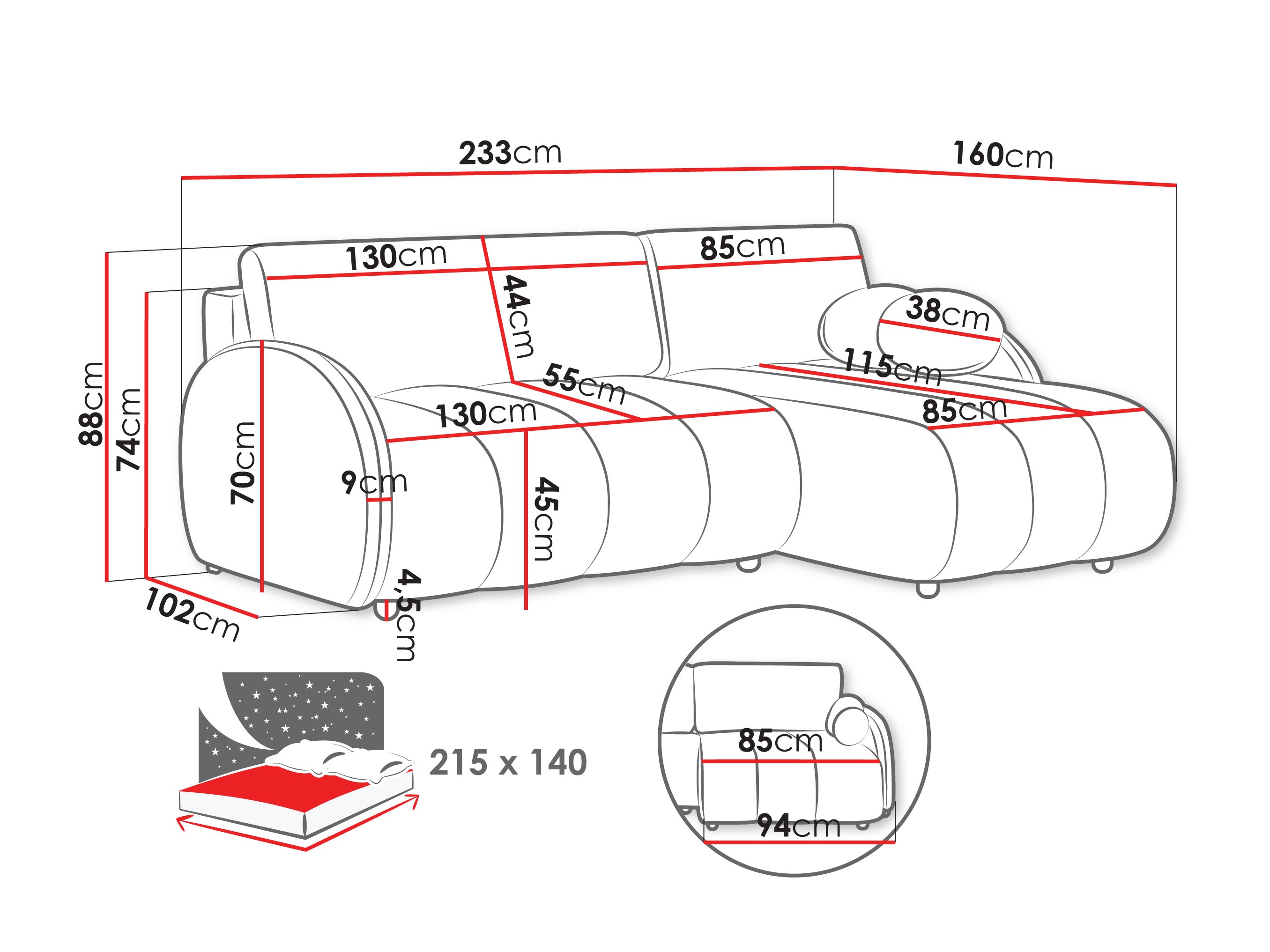 Kulmasohva Columbus 247 (Sereno 695)