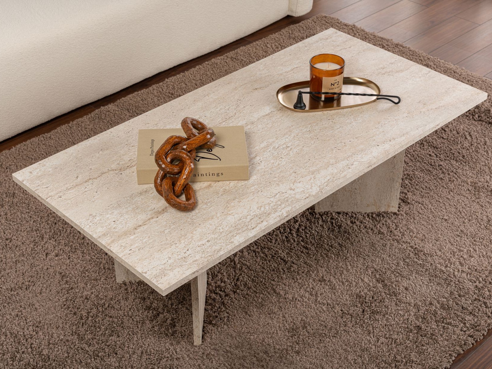 Sohvapöytä Novato 132 (Kevyt travertiini)