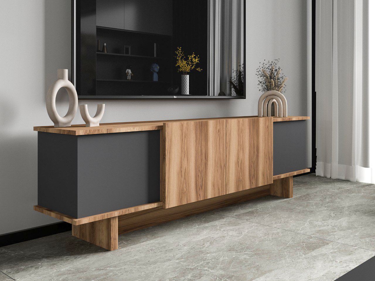 TV-taso Kailua 2513 (Harmaa + Pähkinä)