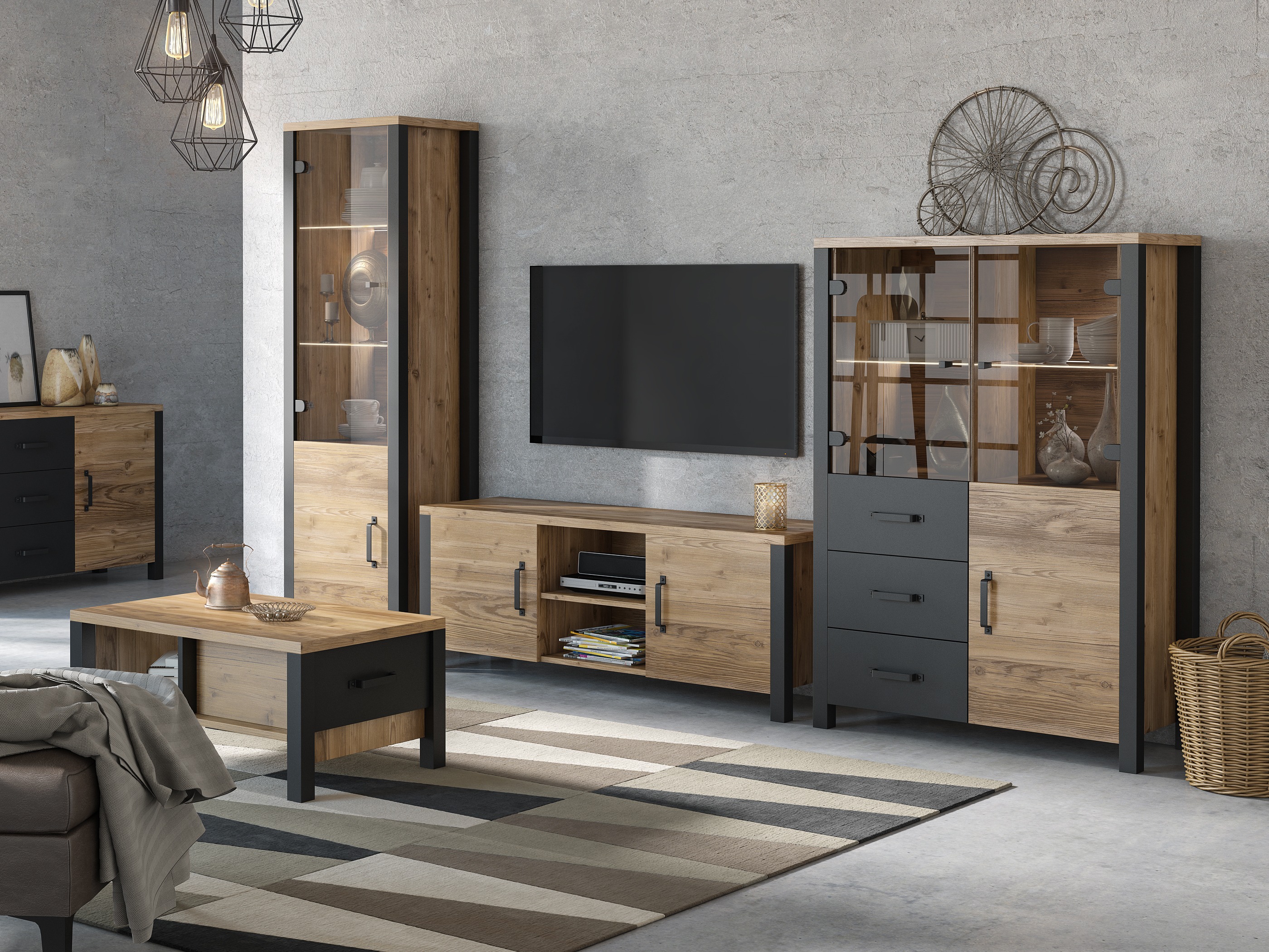 Olohuonesetti Tornua 113 (Tumma kuusi + Mattamusta)