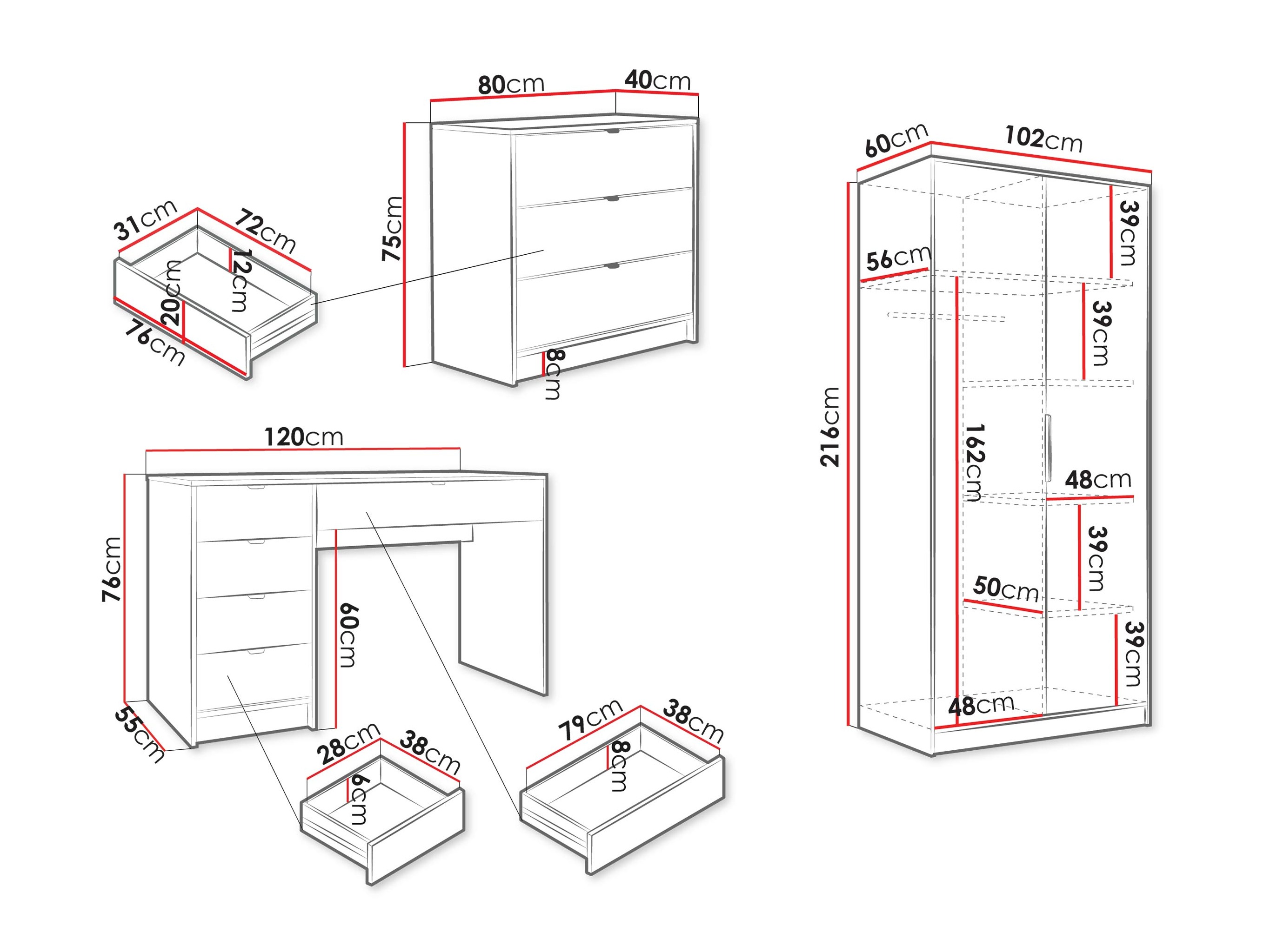 Kotitoimistosetti Comfivo Papilio IV (Valkoinen)