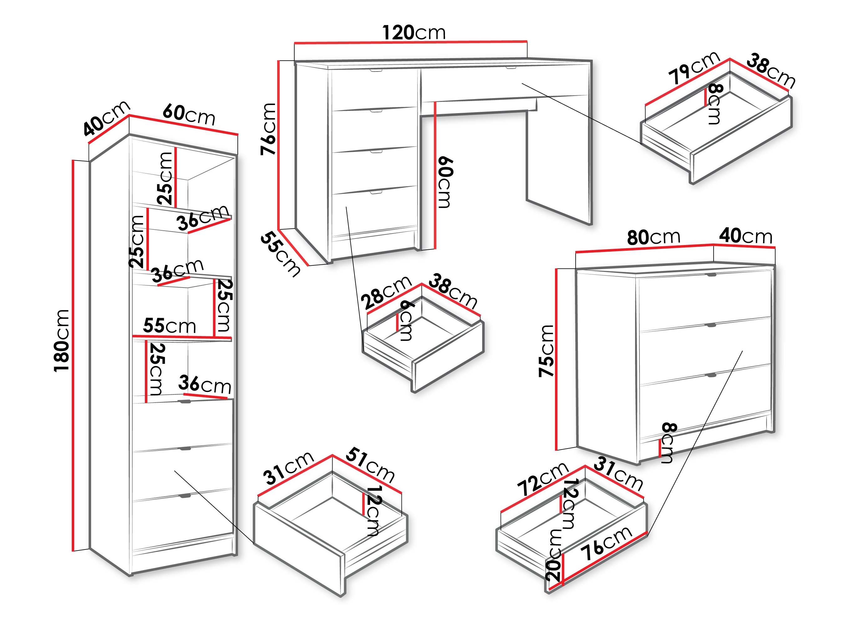 Kotitoimistosetti Comfivo Papilio V (Valkoinen)