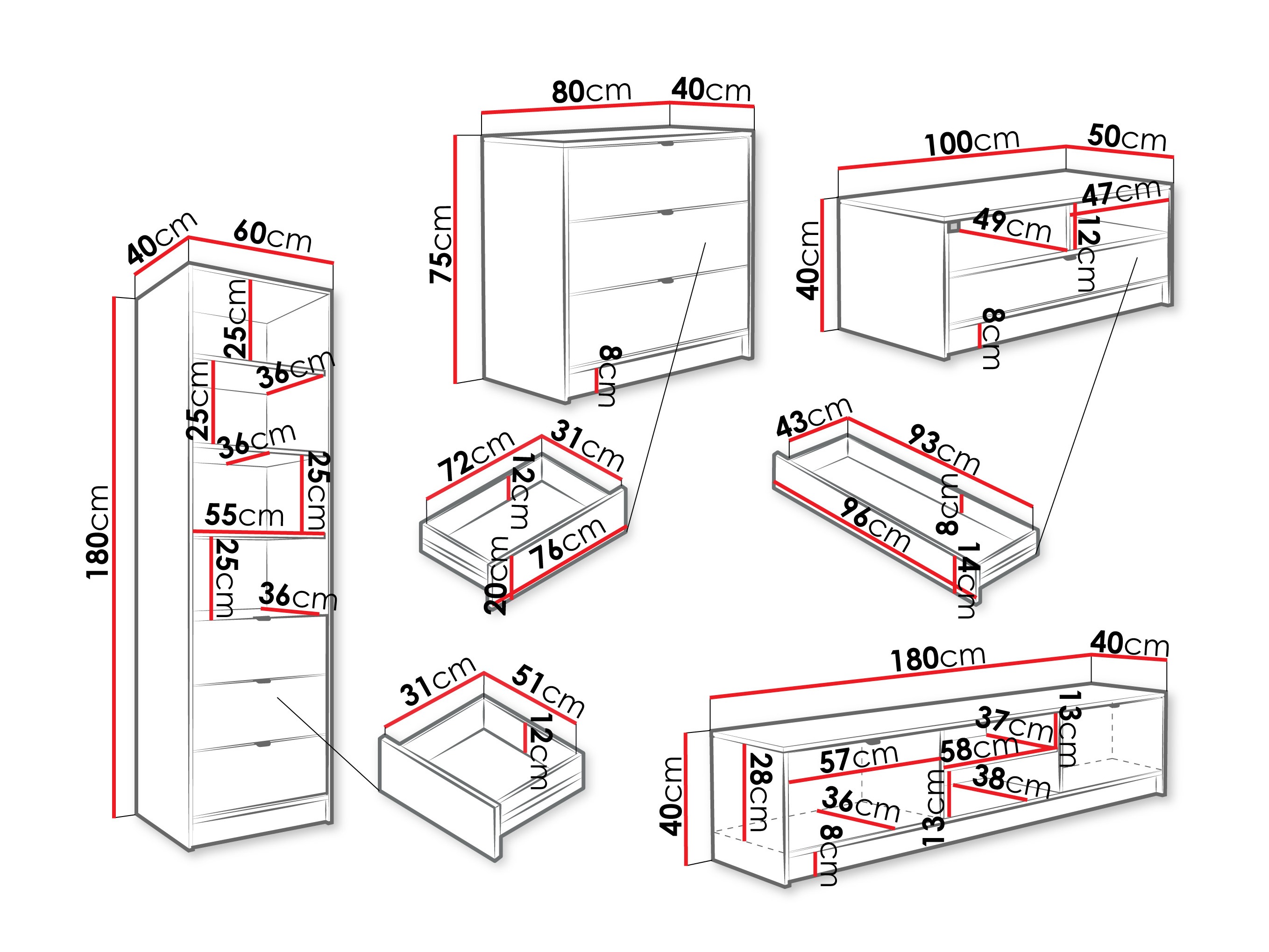 Olohuonesetti Comfivo Papilio VII (Valkoinen)